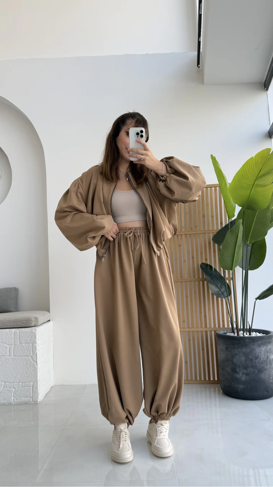 Ultra Premium Bomber Ceket Şalvar Takım Camel Hot