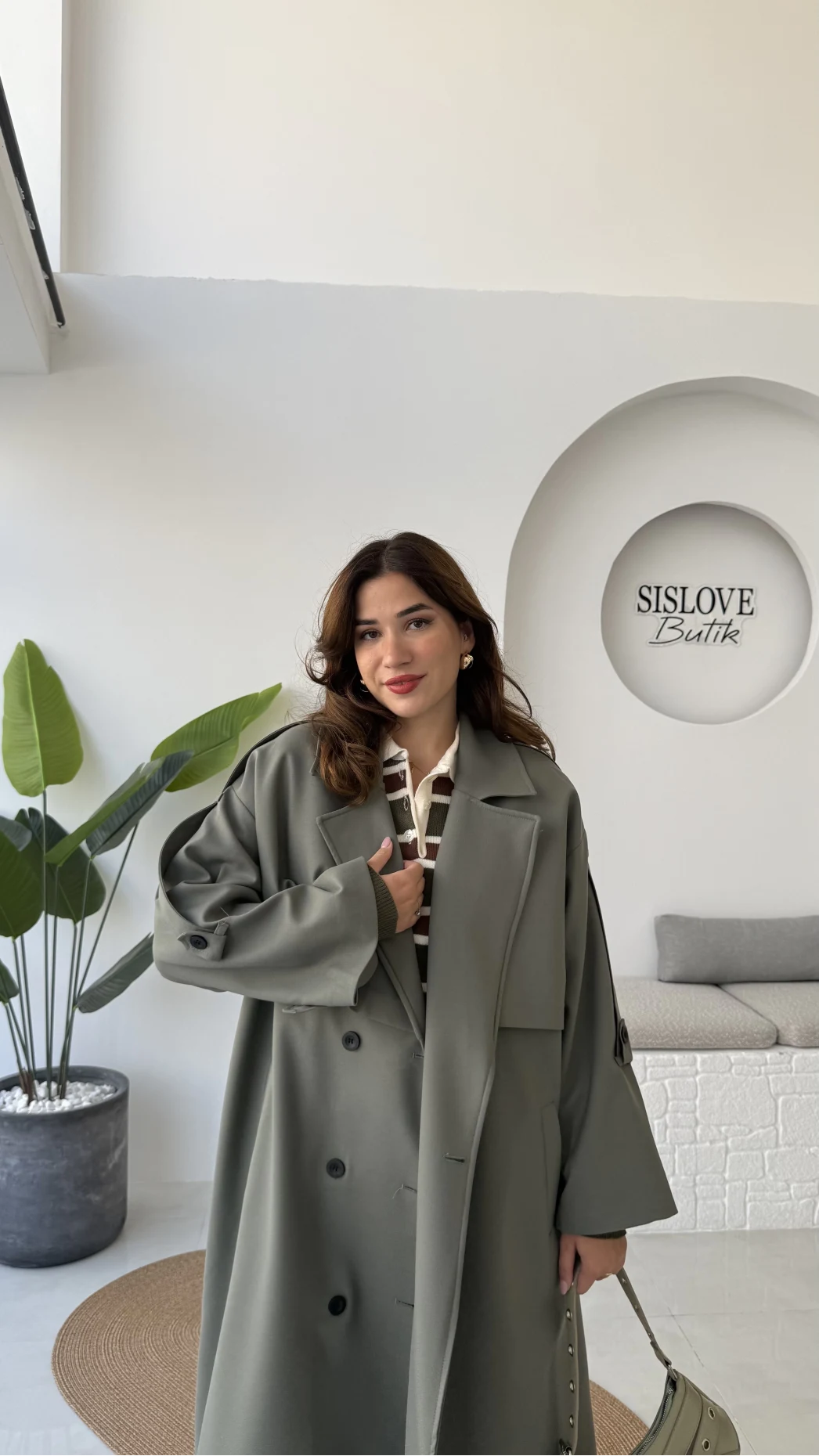 Ultra Premium Kuşaklı Trençkot - Haki - Kod: 9476