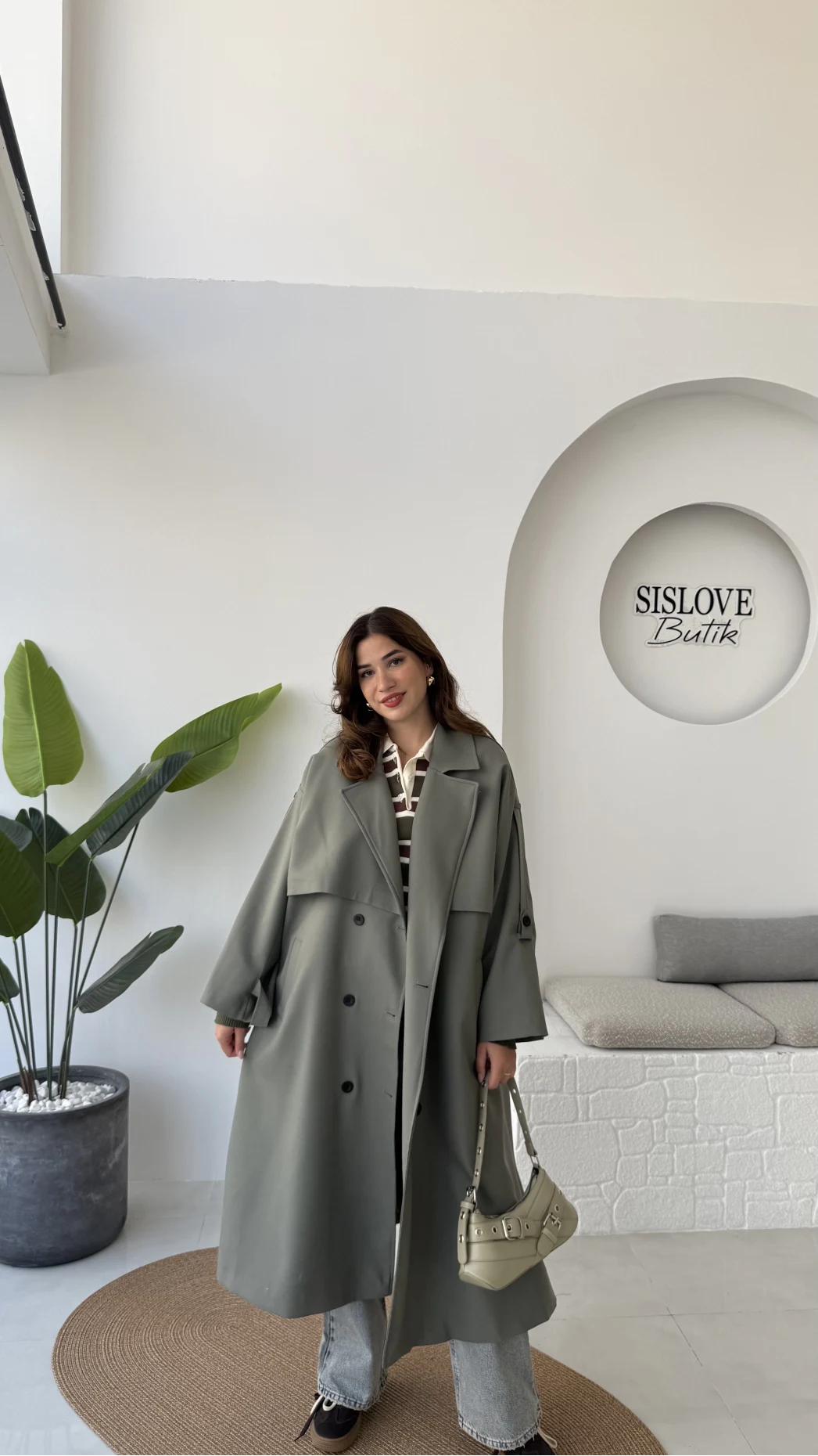 Ultra Premium Kuşaklı Trençkot - Haki - Kod: 9476