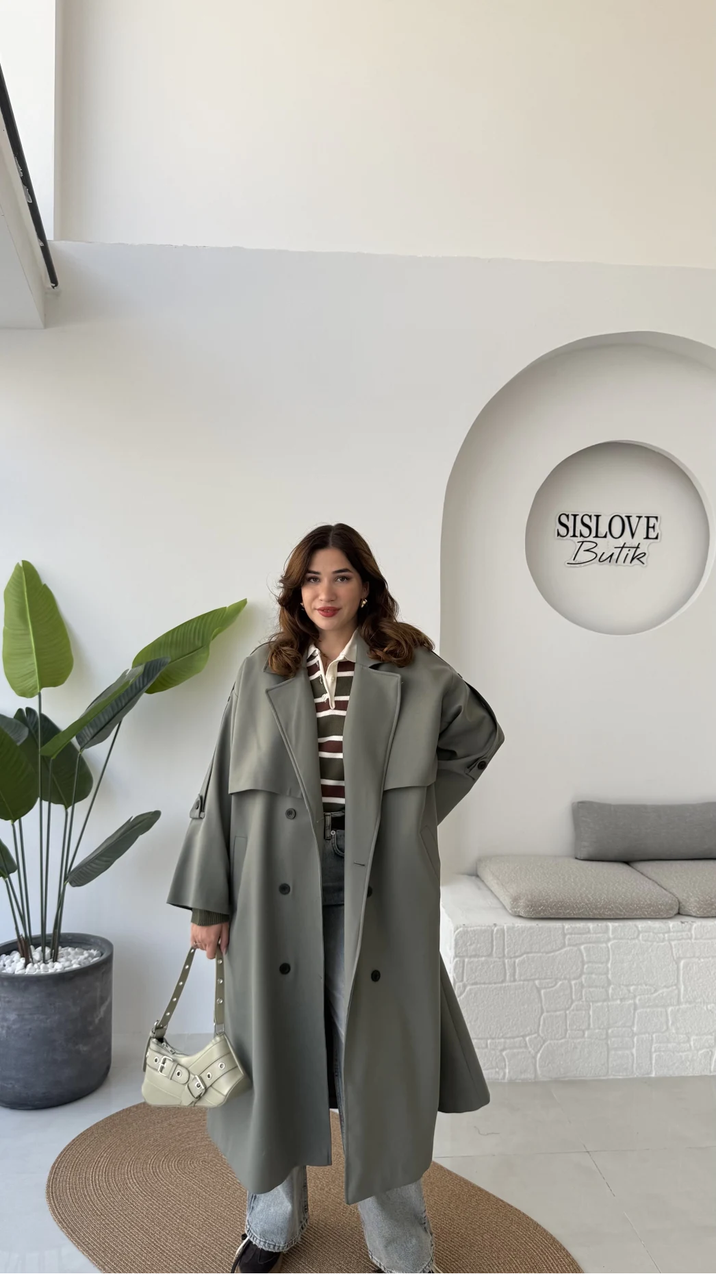 Ultra Premium Kuşaklı Trençkot - Haki - Kod: 9476