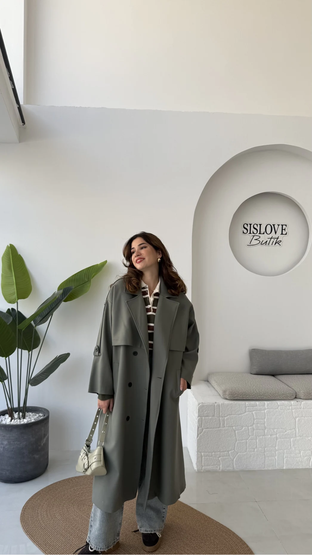 Ultra Premium Kuşaklı Trençkot - Haki - Kod: 9476