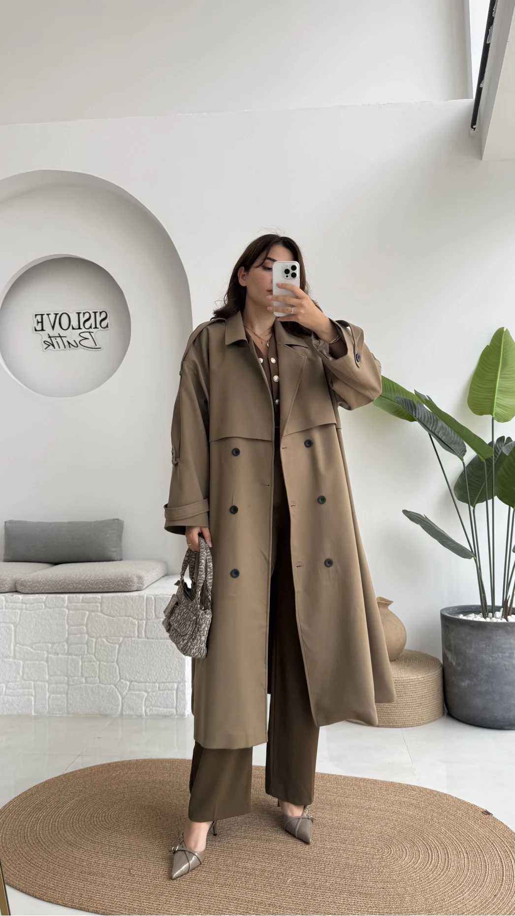 Ultra Premium Kuşaklı Trençkot - Karamel - Kod: 9476