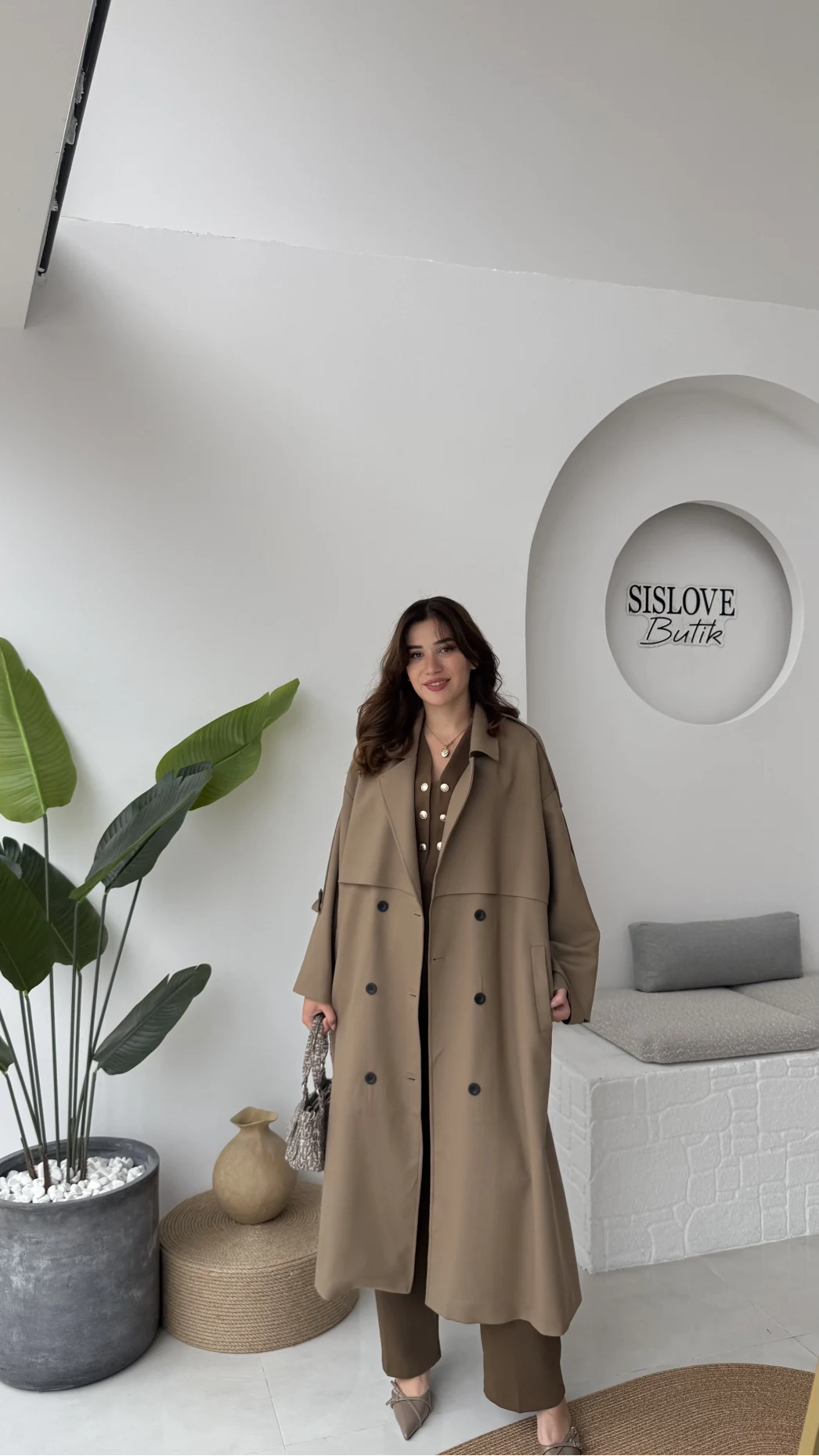 Ultra Premium Kuşaklı Trençkot - Karamel - Kod: 9476