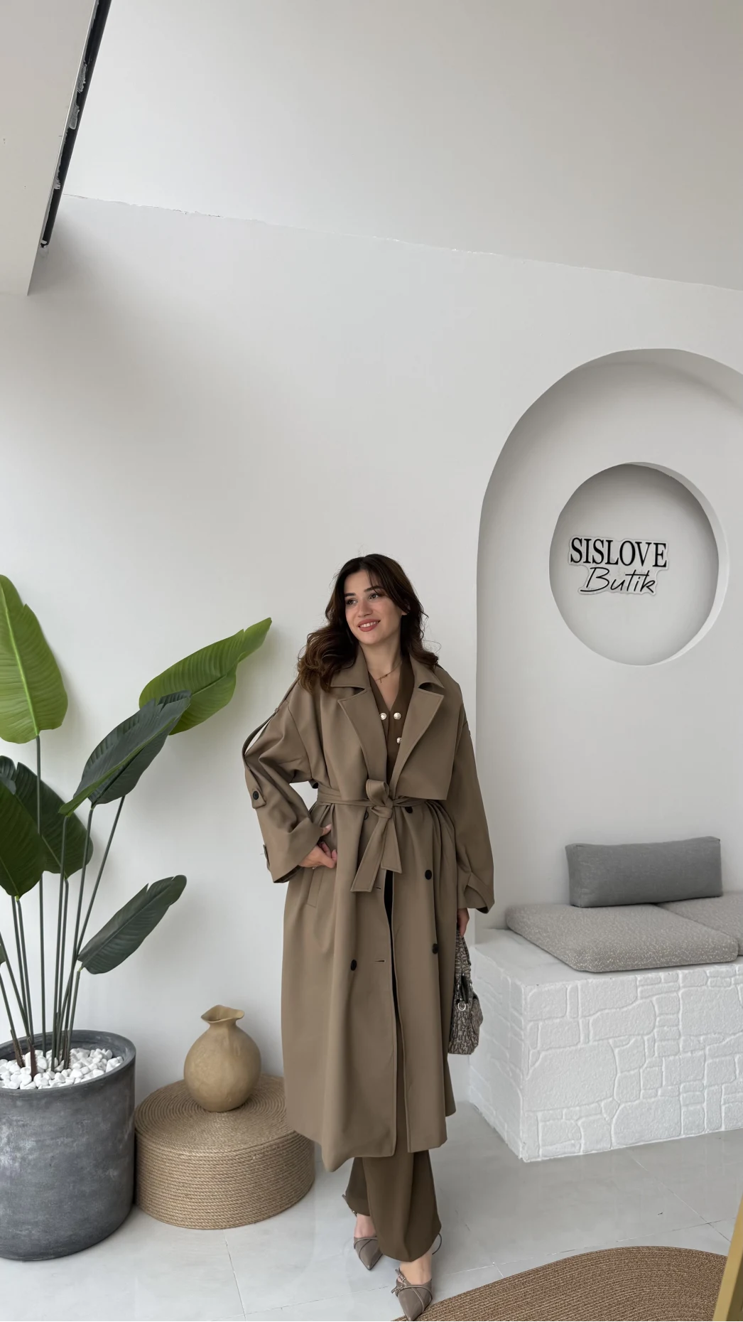 Ultra Premium Kuşaklı Trençkot - Karamel - Kod: 9476