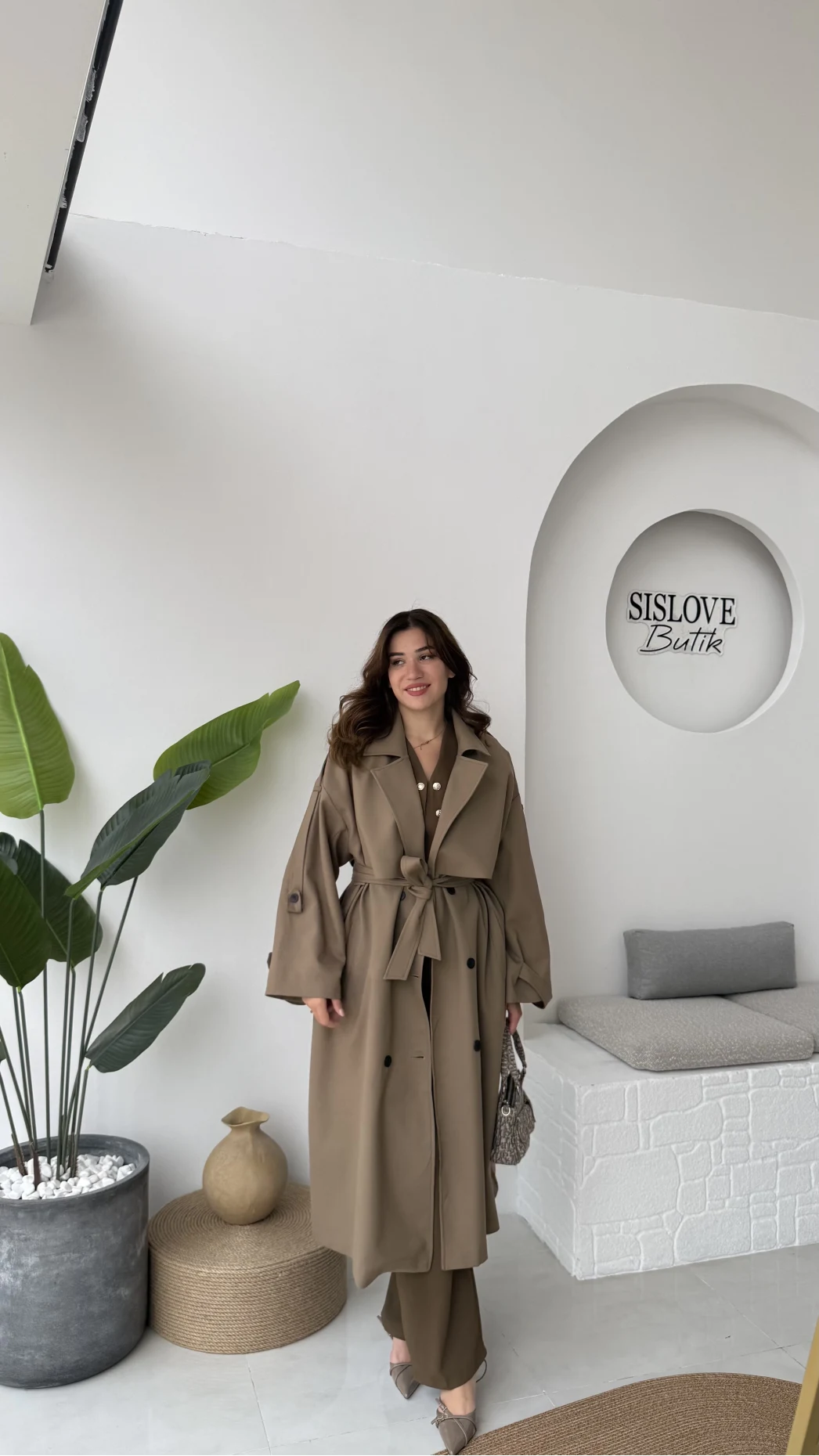 Ultra Premium Kuşaklı Trençkot - Karamel - Kod: 9476