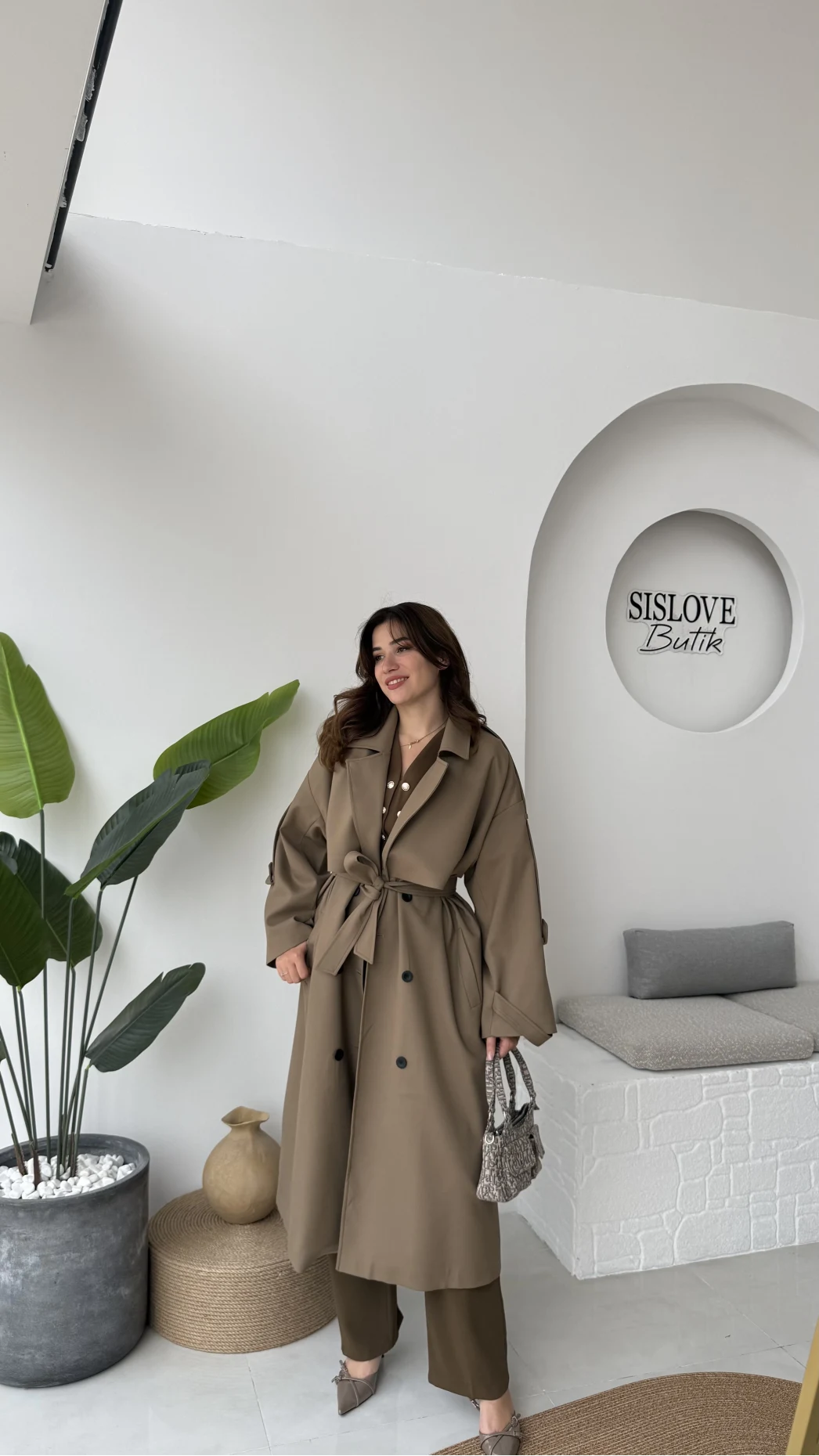 Ultra Premium Kuşaklı Trençkot - Karamel - Kod: 9476