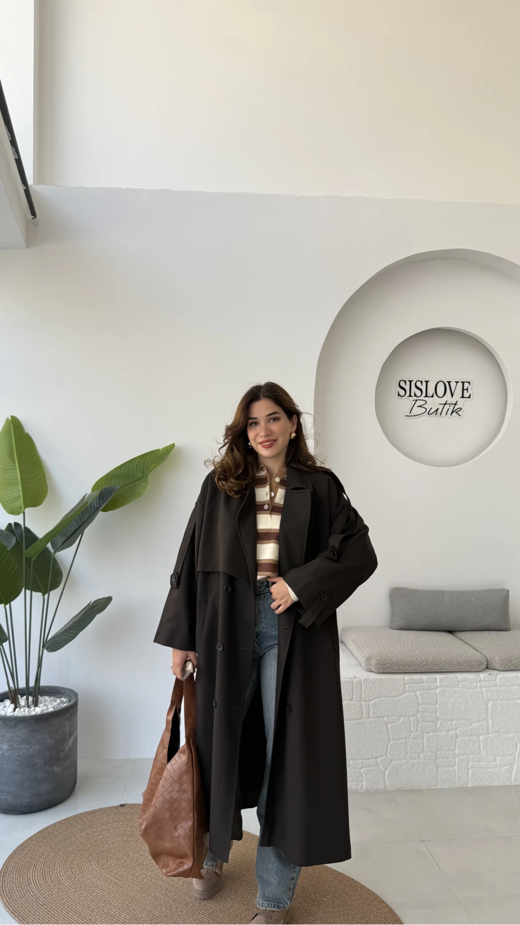 Ultra Premium Kuşaklı Trençkot - Koyu Kahve - Kod: 9476