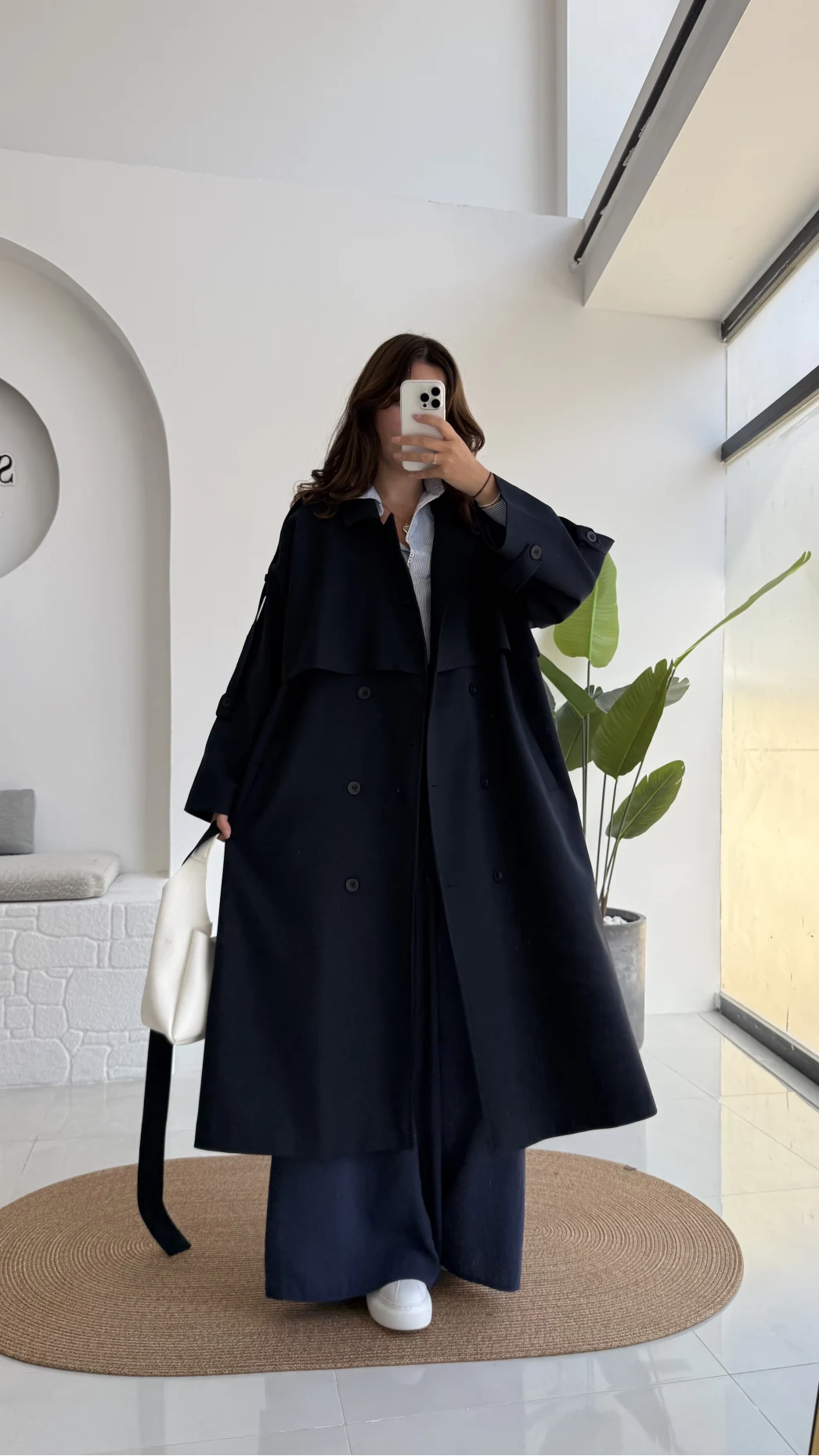 Ultra Premium Kuşaklı Trençkot - Lacivert - Kod: 9476