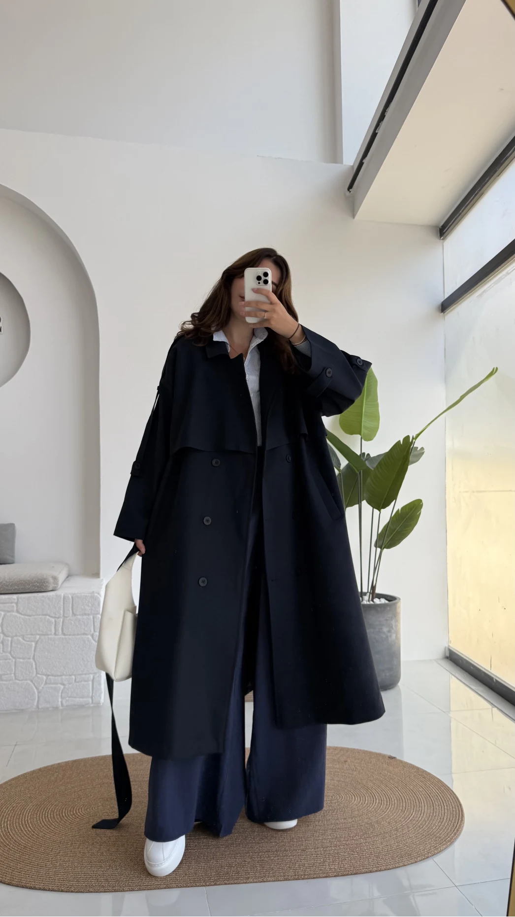 Ultra Premium Kuşaklı Trençkot - Lacivert - Kod: 9476