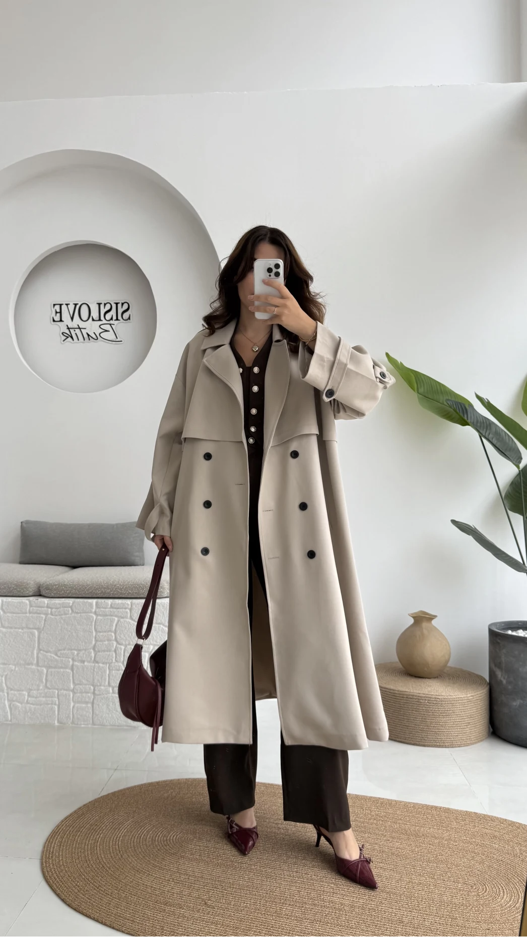 Ultra Premium Kuşaklı Trençkot - Taş - Kod: 9476