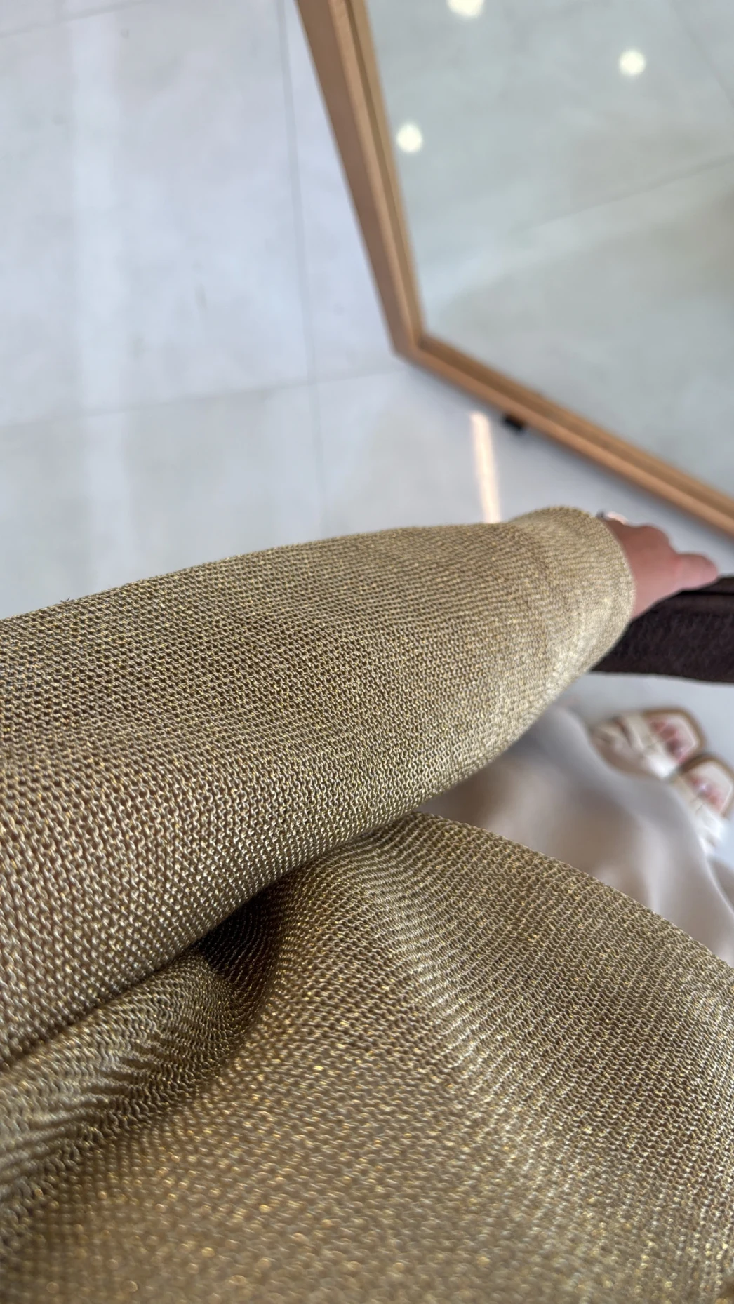 Uzun Kol Simli Crop Bluz - Gold - Kod: 2807