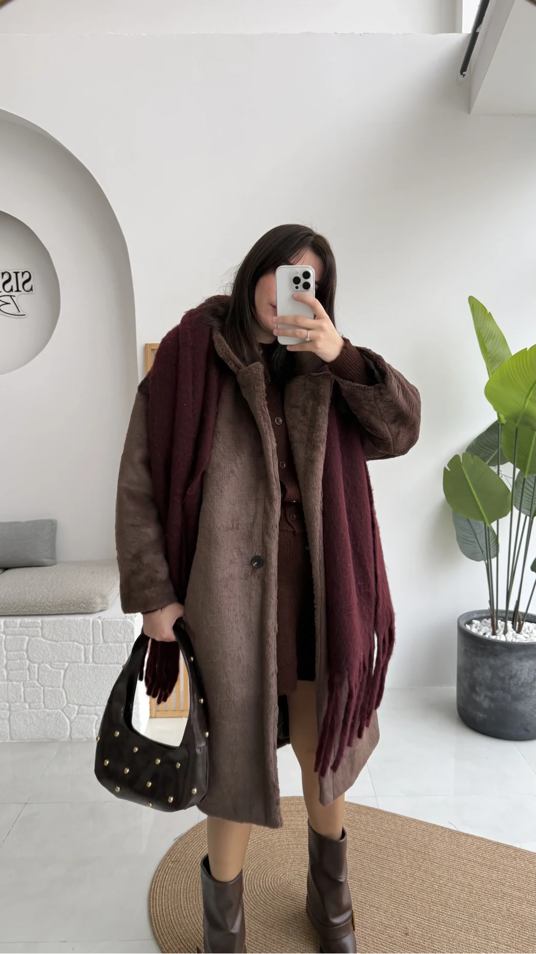 Uzun Kürk Kaban - Kahve - Kod: 9656