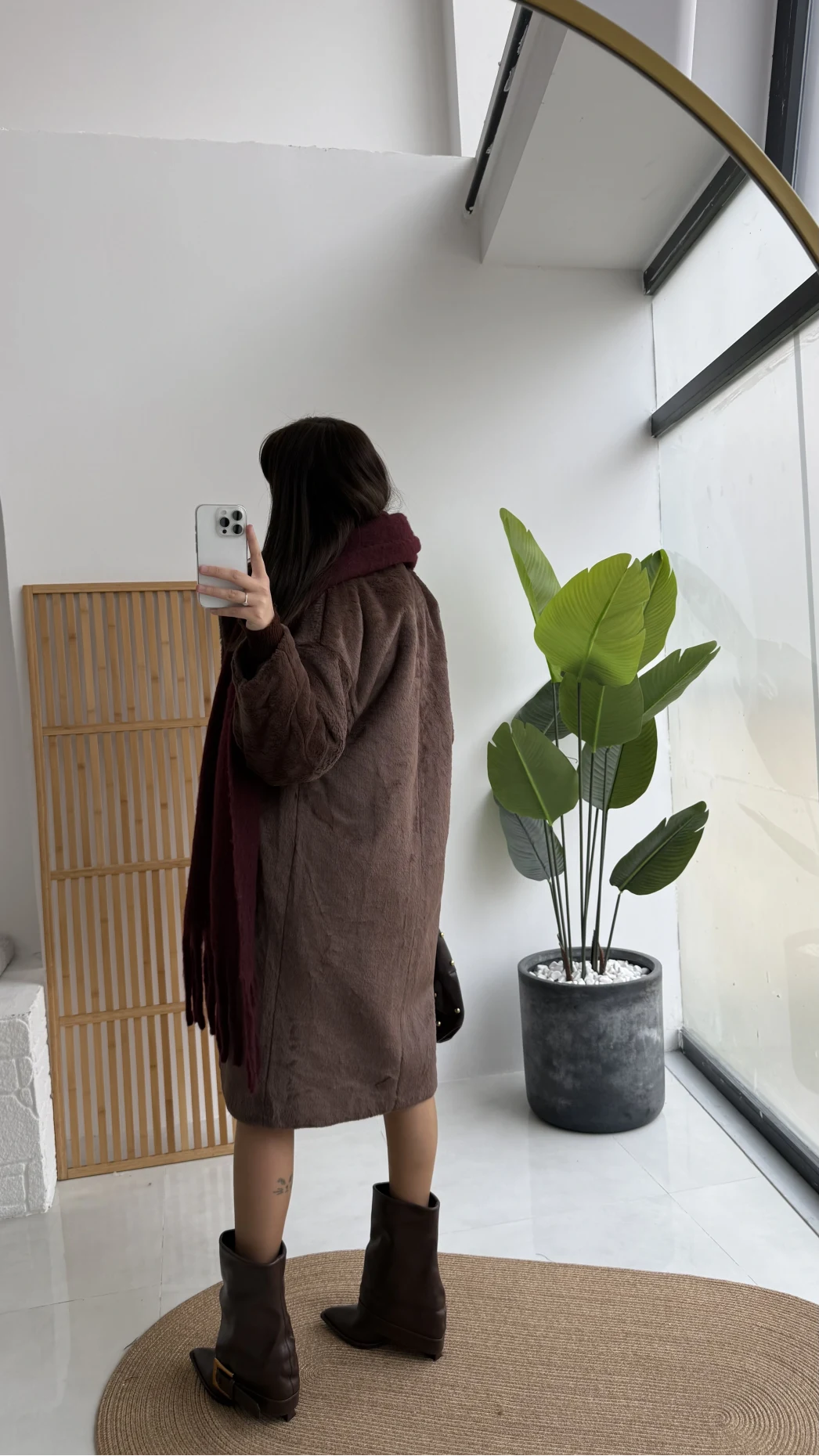 Uzun Kürk Kaban - Kahve - Kod: 9656