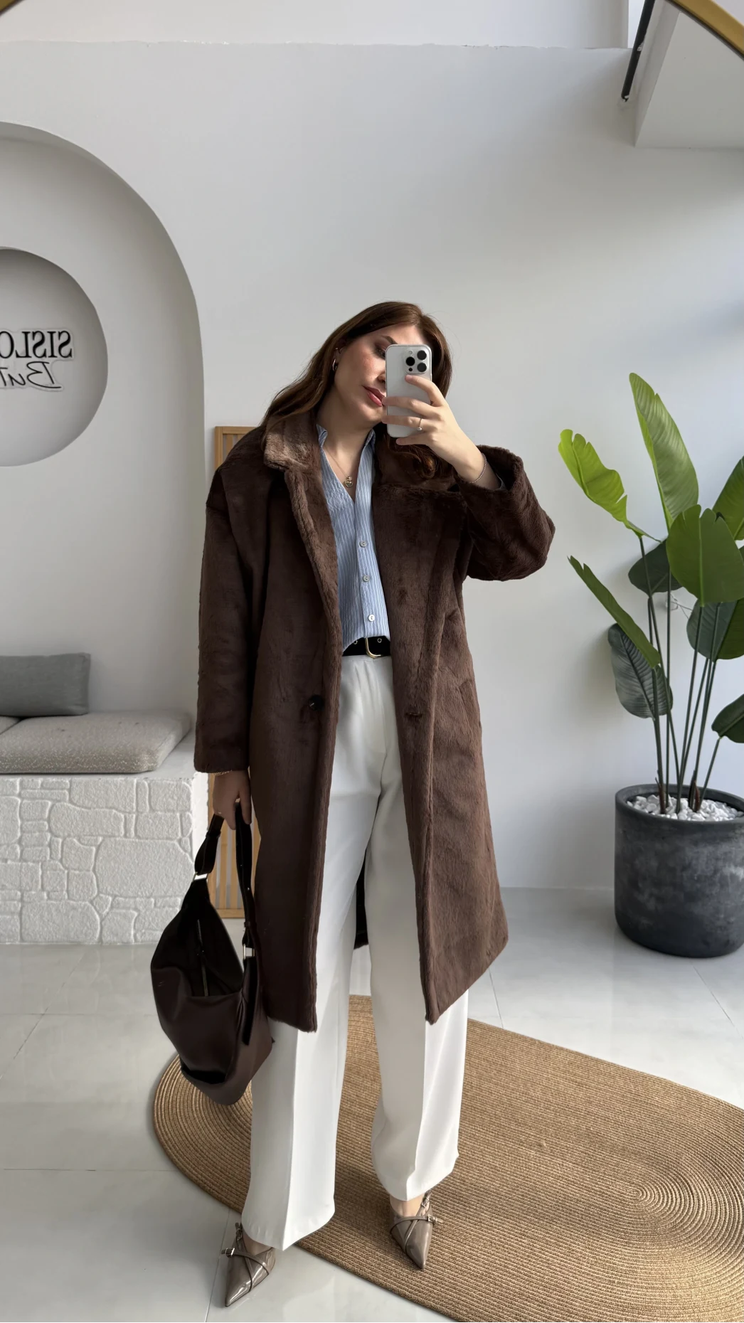 Uzun Kürk Kaban - Kahve - Kod: 9656