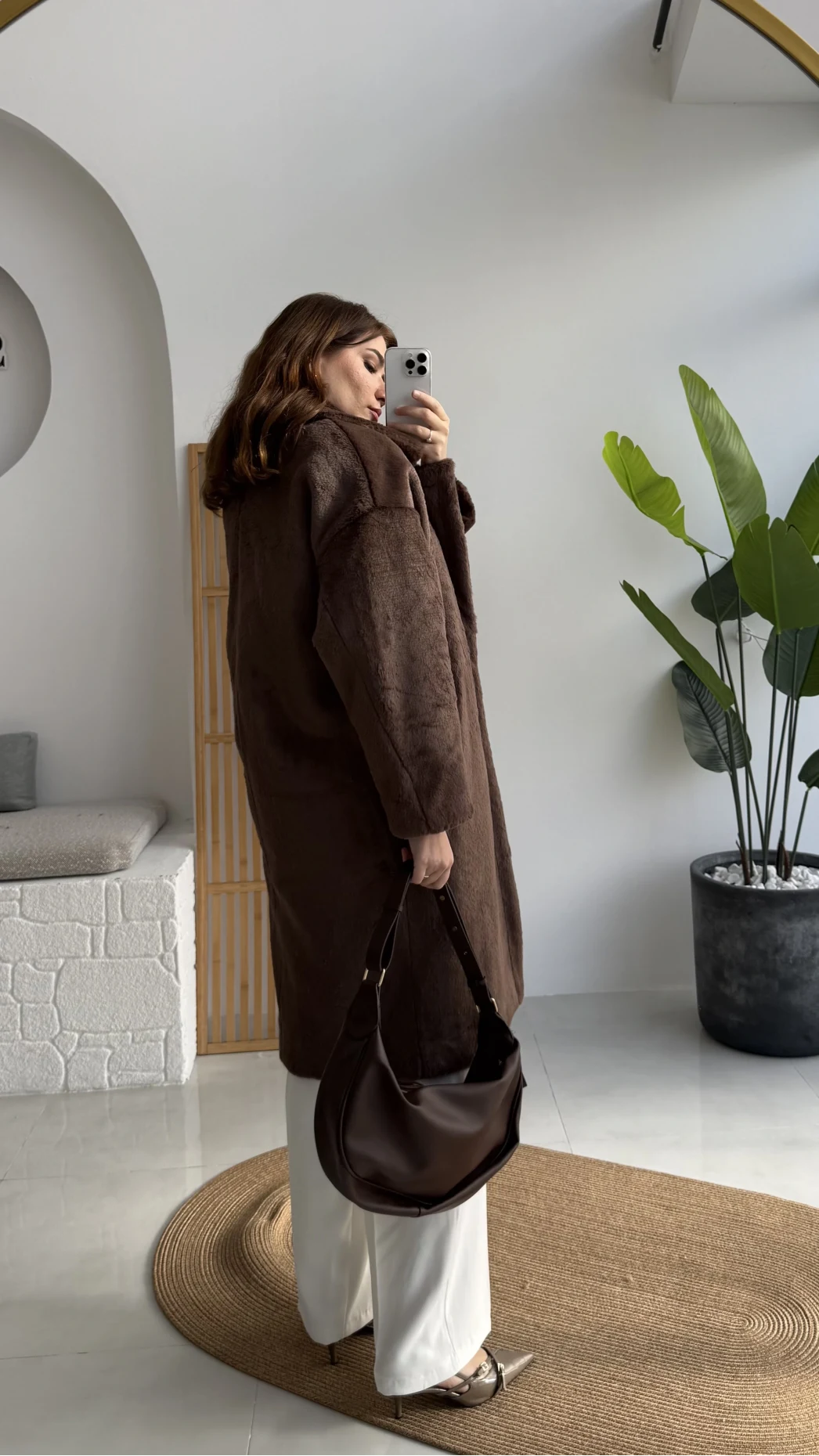 Uzun Kürk Kaban - Kahve - Kod: 9656