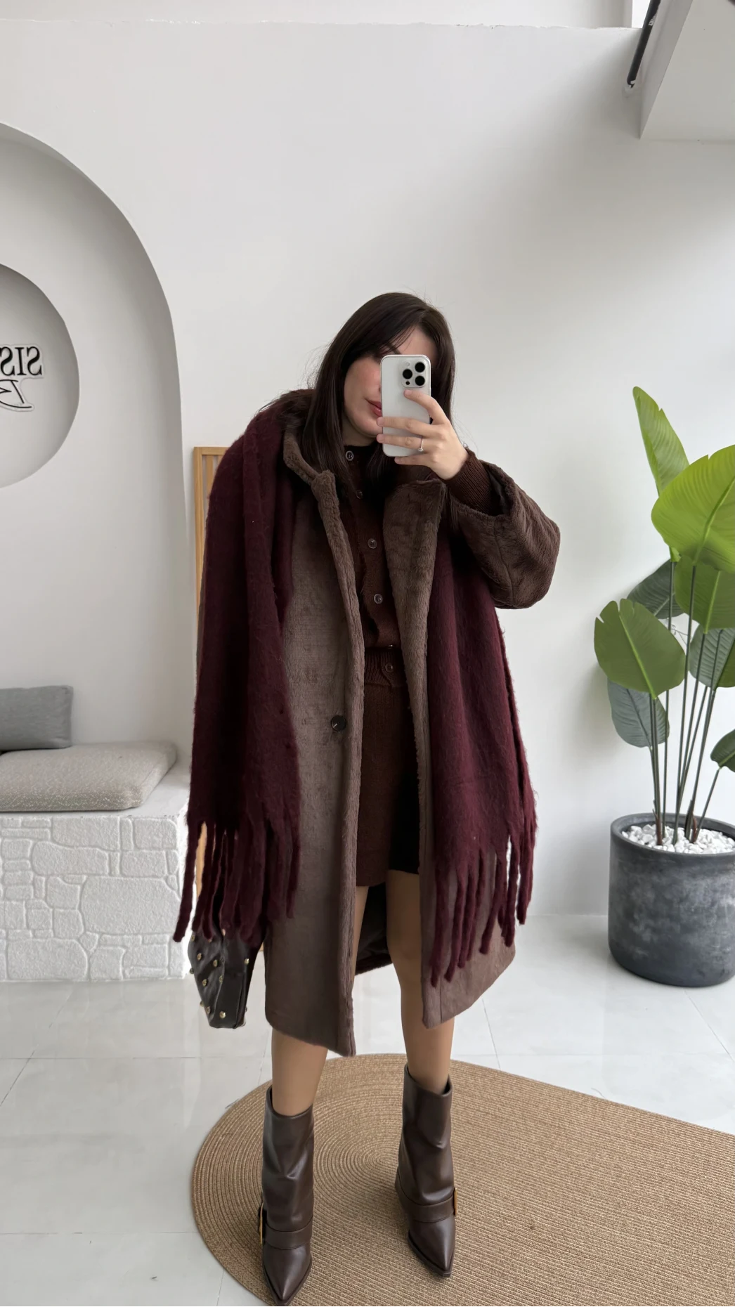 Uzun Kürk Kaban - Kahve - Kod: 9656