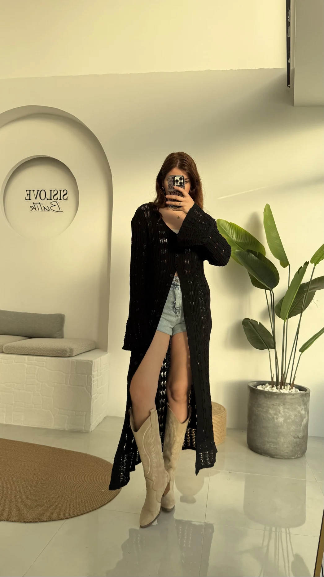 Uzun Triko Hırka Elbise Siyah