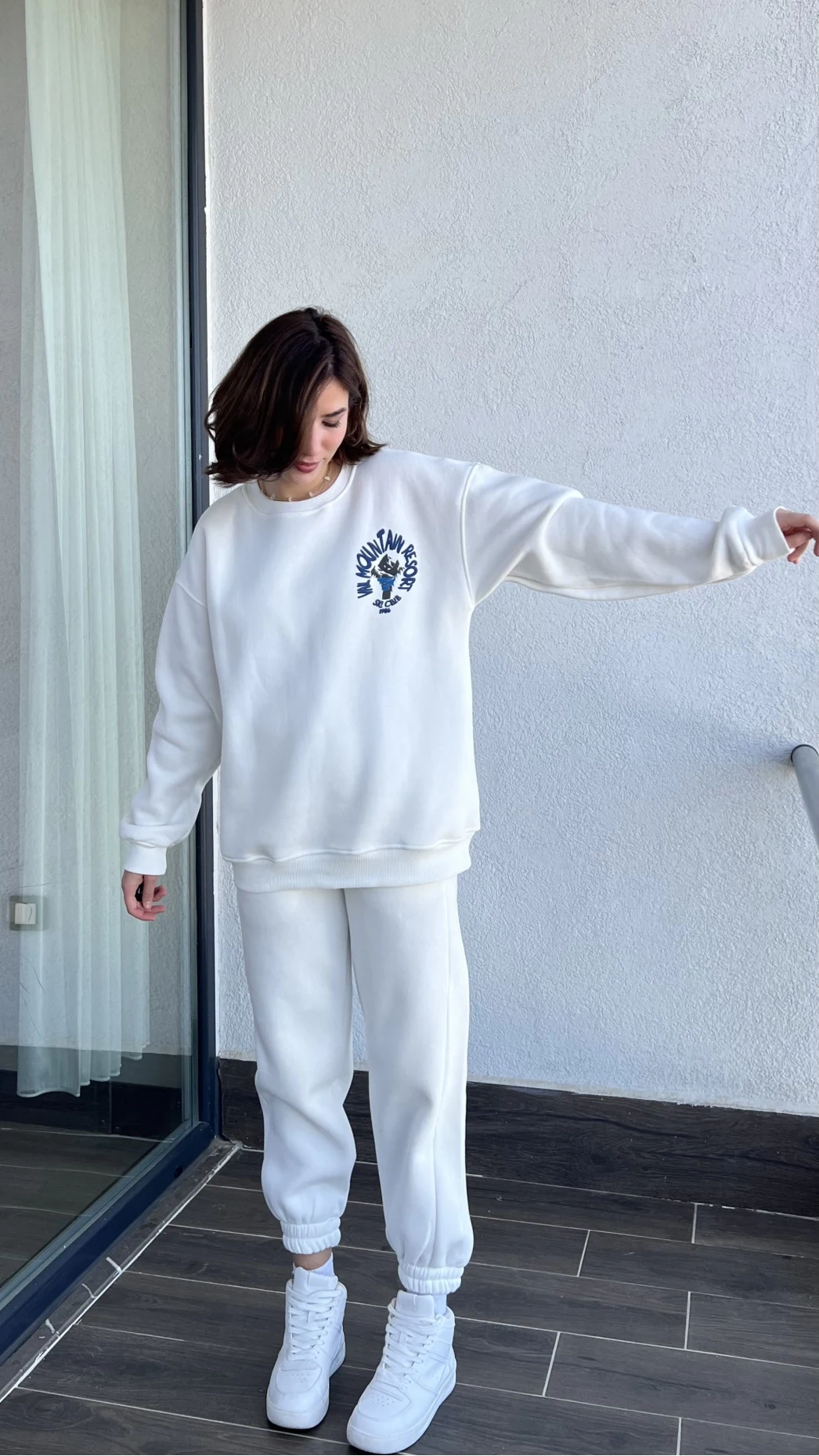 Vail Beyaz 3 iplik Şardonlu Eşofman Takımı