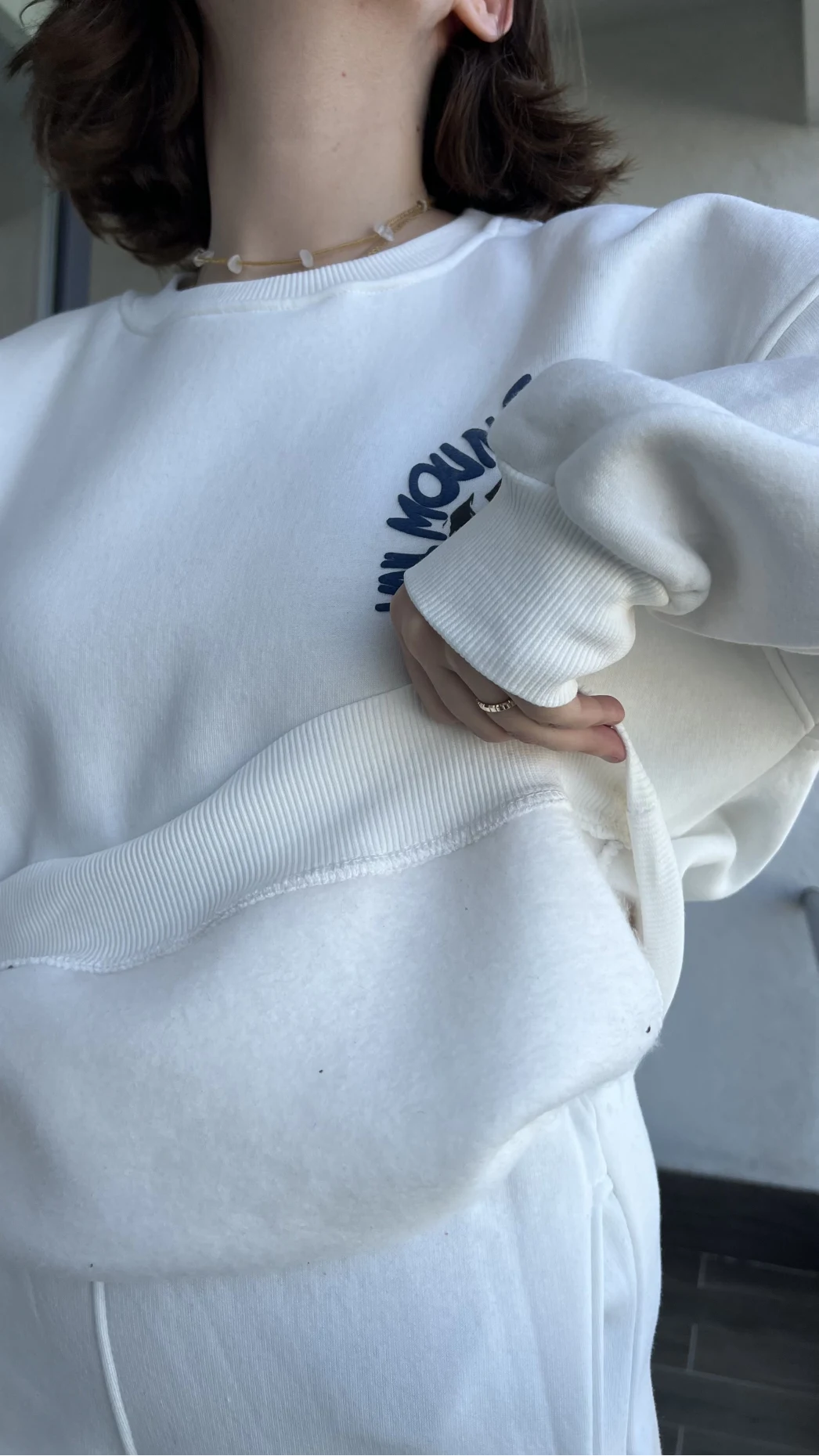 Vail Beyaz 3 iplik Şardonlu Eşofman Takımı