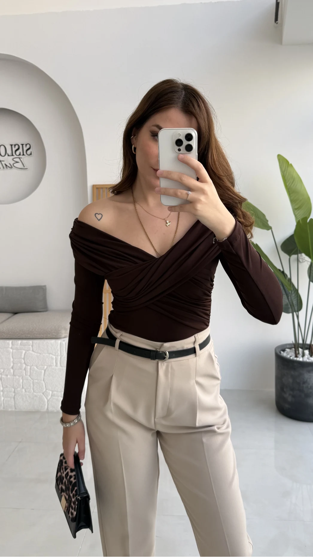 Valentina Dar Paça Kemerli Pantolon - Haki - Kod: 3790