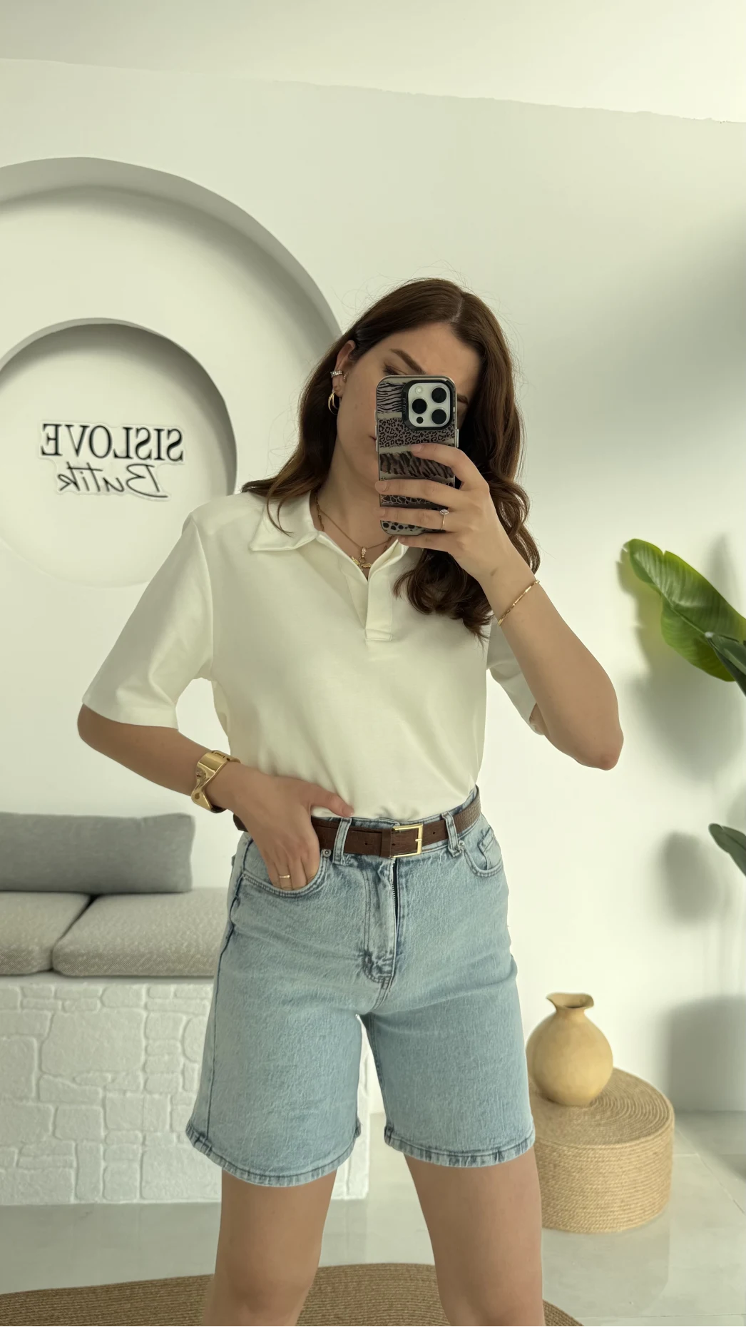 Vatkalı Polo Yaka T-shirt Beyaz