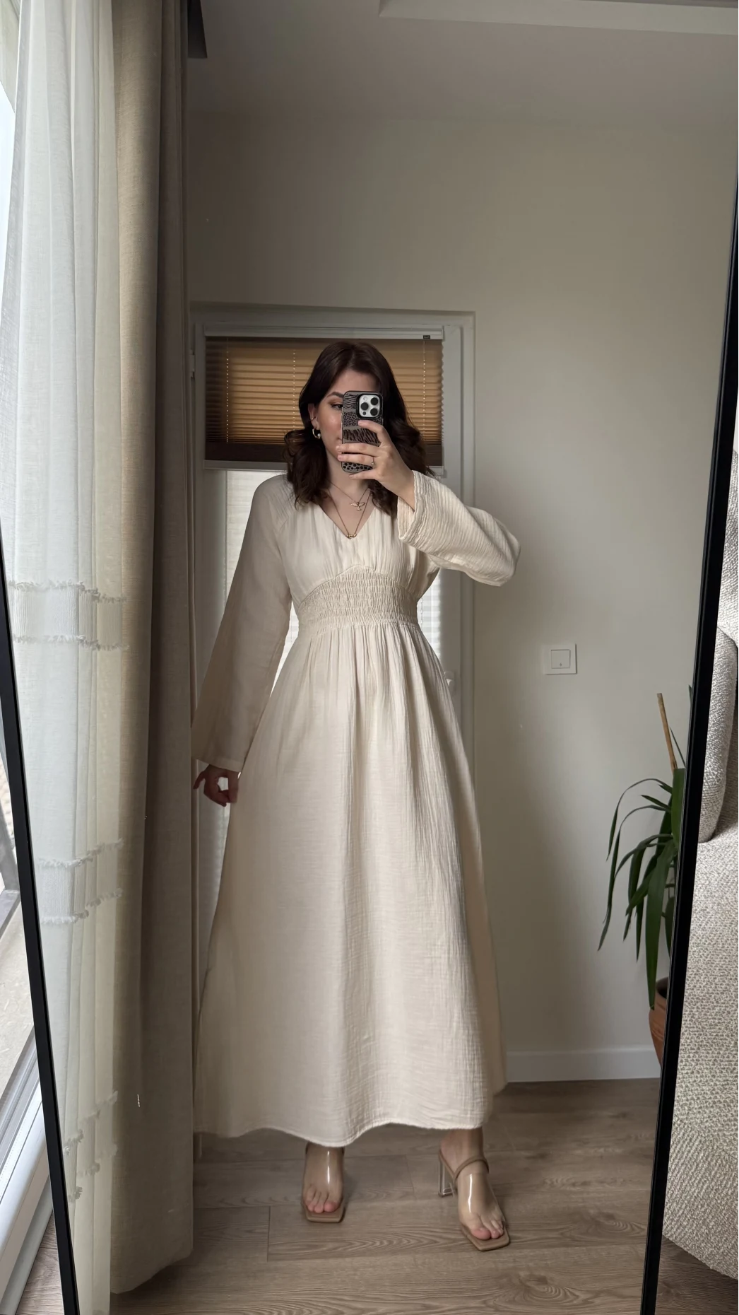 Venüs Müslin Krem Elbise