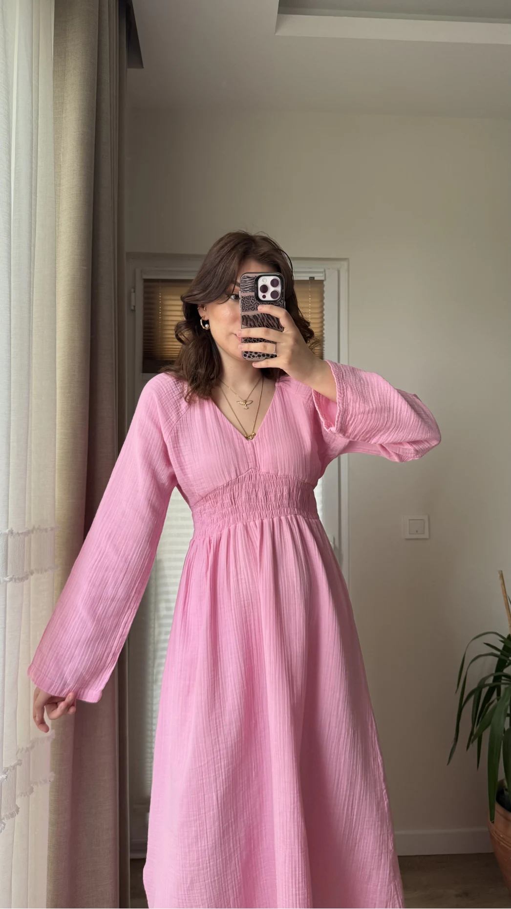 Venüs Müslin Pembe Elbise