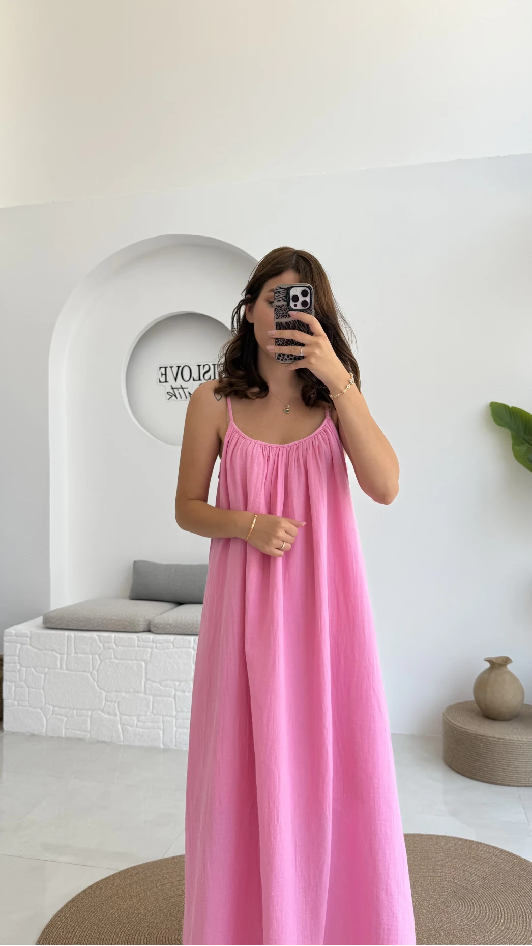 Vera Askılı Elbise - Pembe - 3062