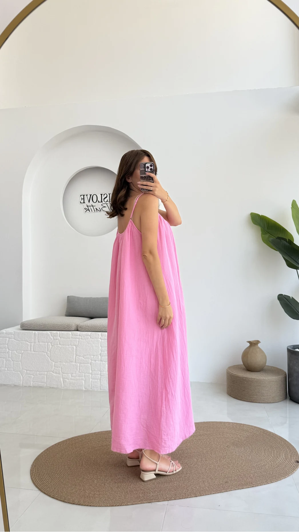 Vera Askılı Elbise - Pembe - 3062