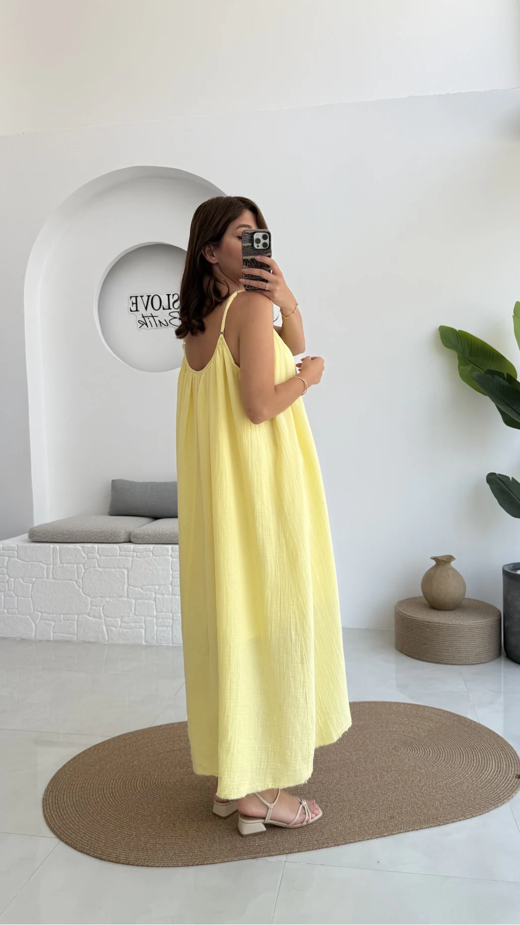 Vera Askılı Elbise - Sarı - 3062