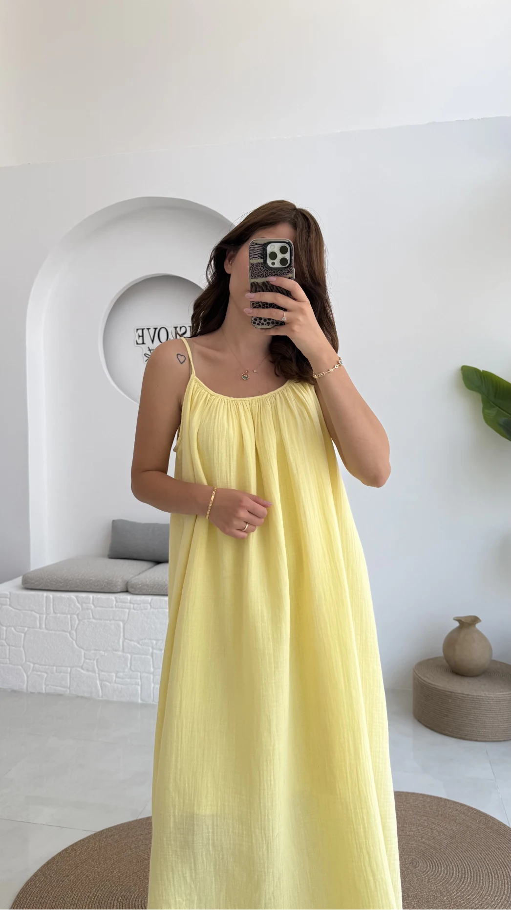 Vera Askılı Elbise - Sarı - 3062