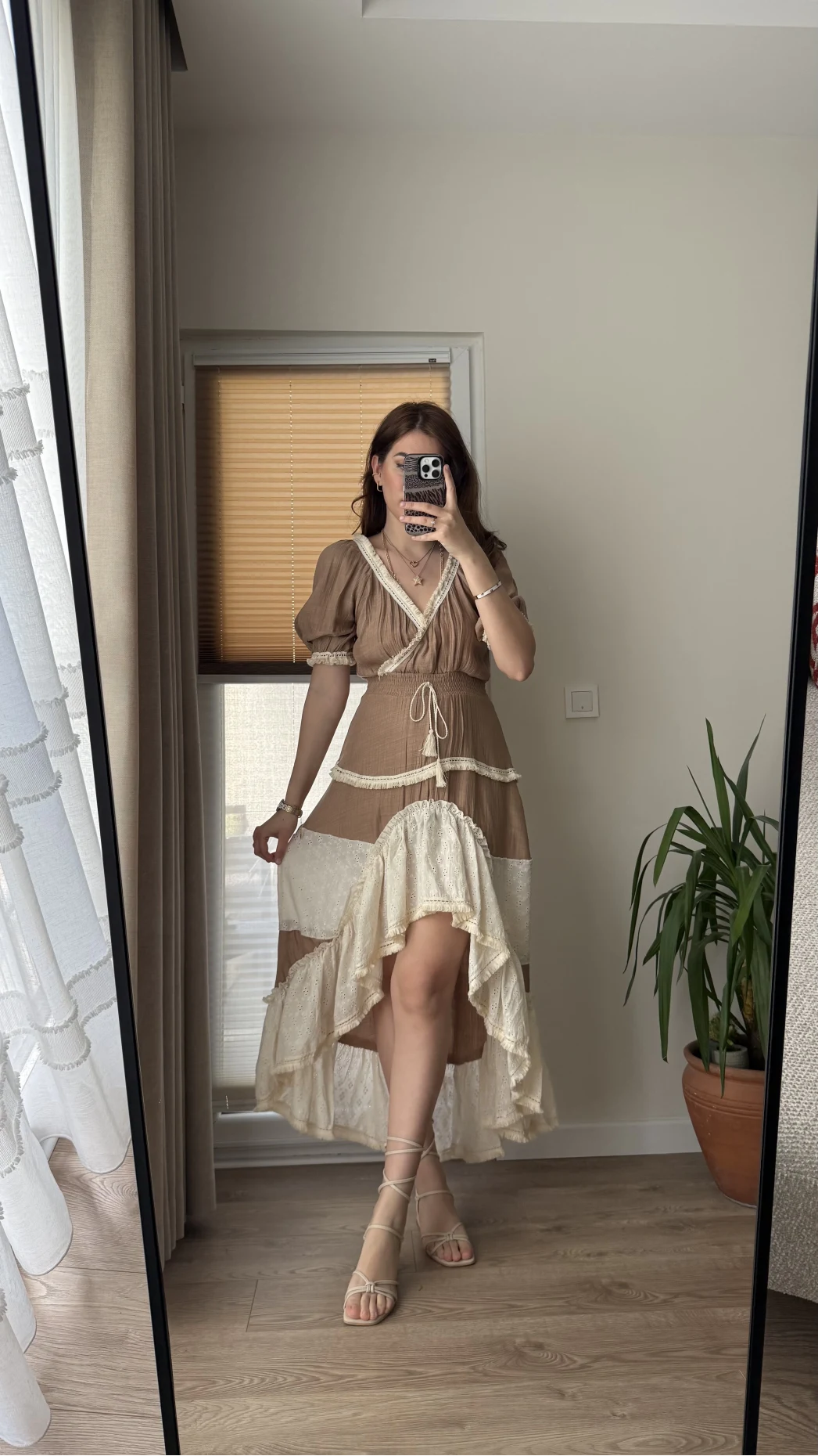 Vintage More Elbise Kahve Tonları