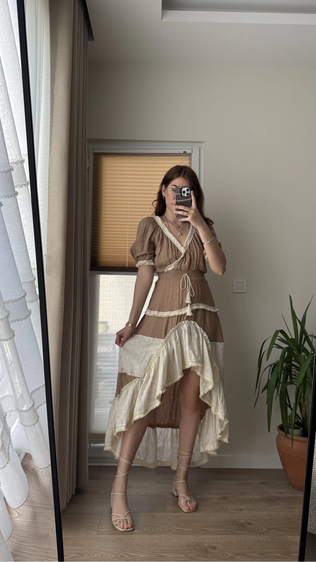 Vintage More Elbise Kahve Tonları