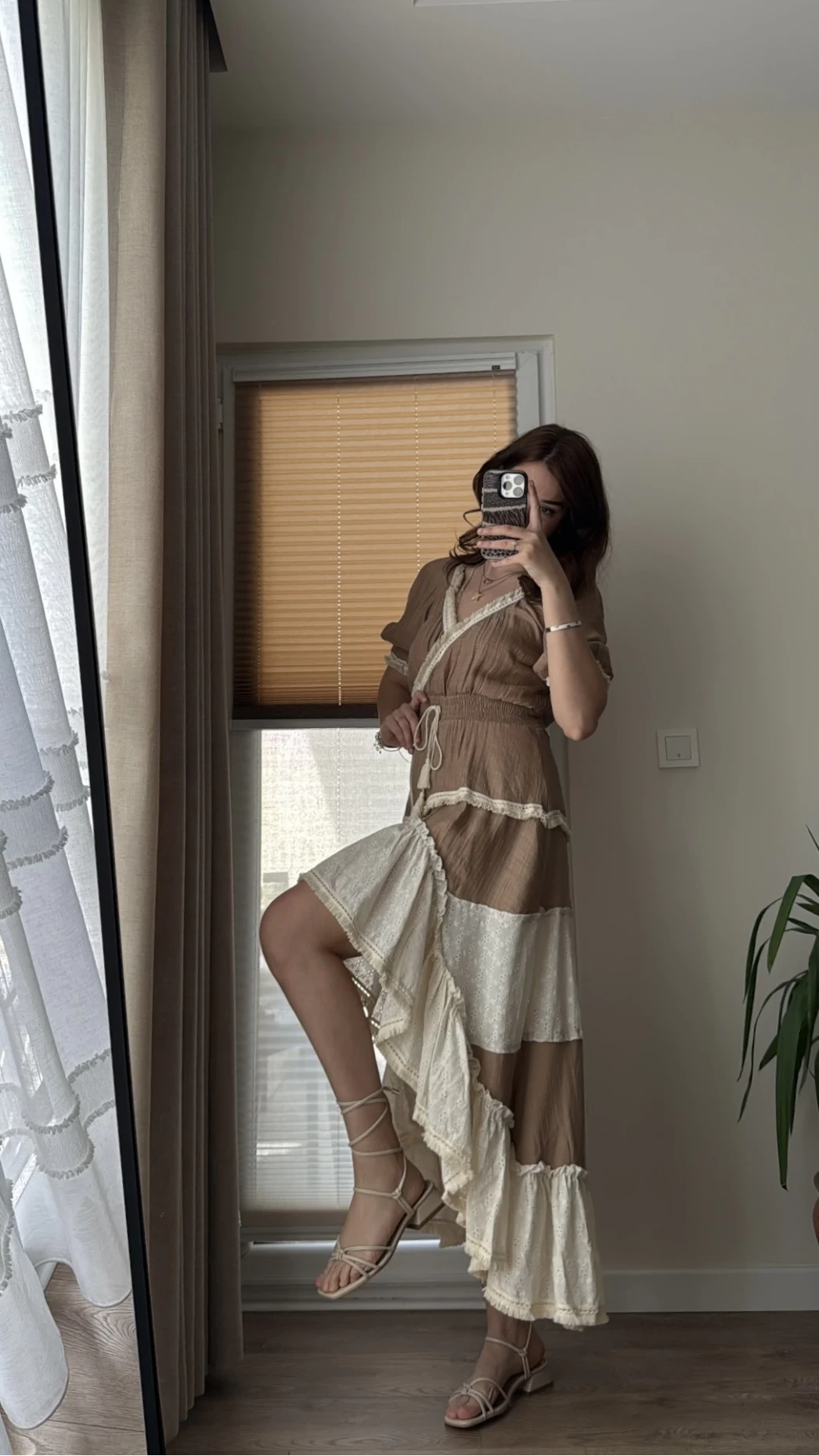 Vintage More Elbise Kahve Tonları