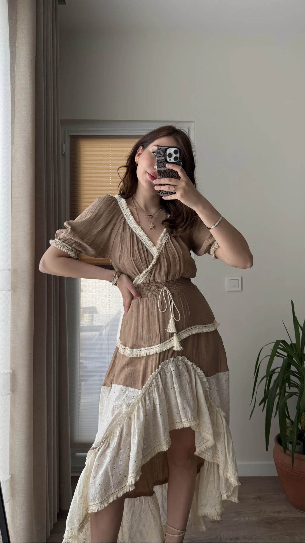 Vintage More Elbise Kahve Tonları