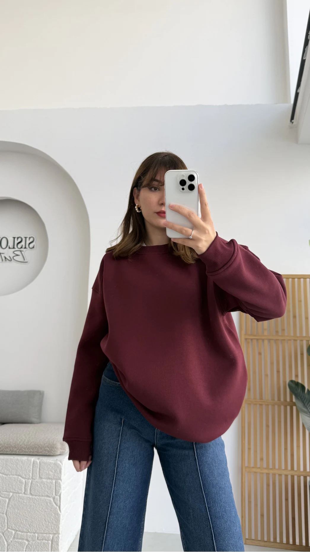 Viola Bisiklet Yaka Sweat - Bordo