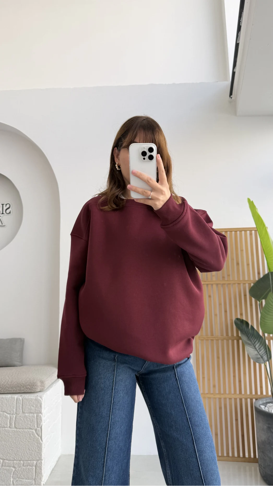 Viola Bisiklet Yaka Sweat - Bordo