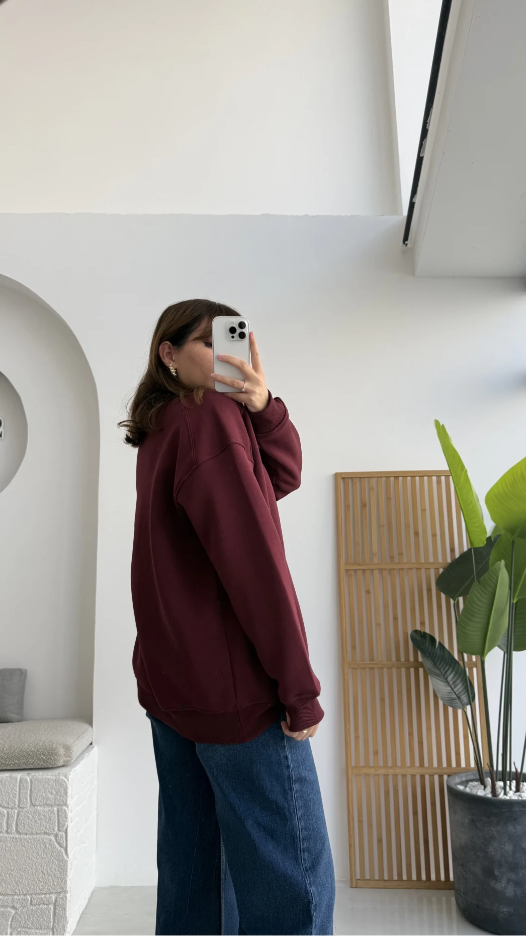 Viola Bisiklet Yaka Sweat - Bordo