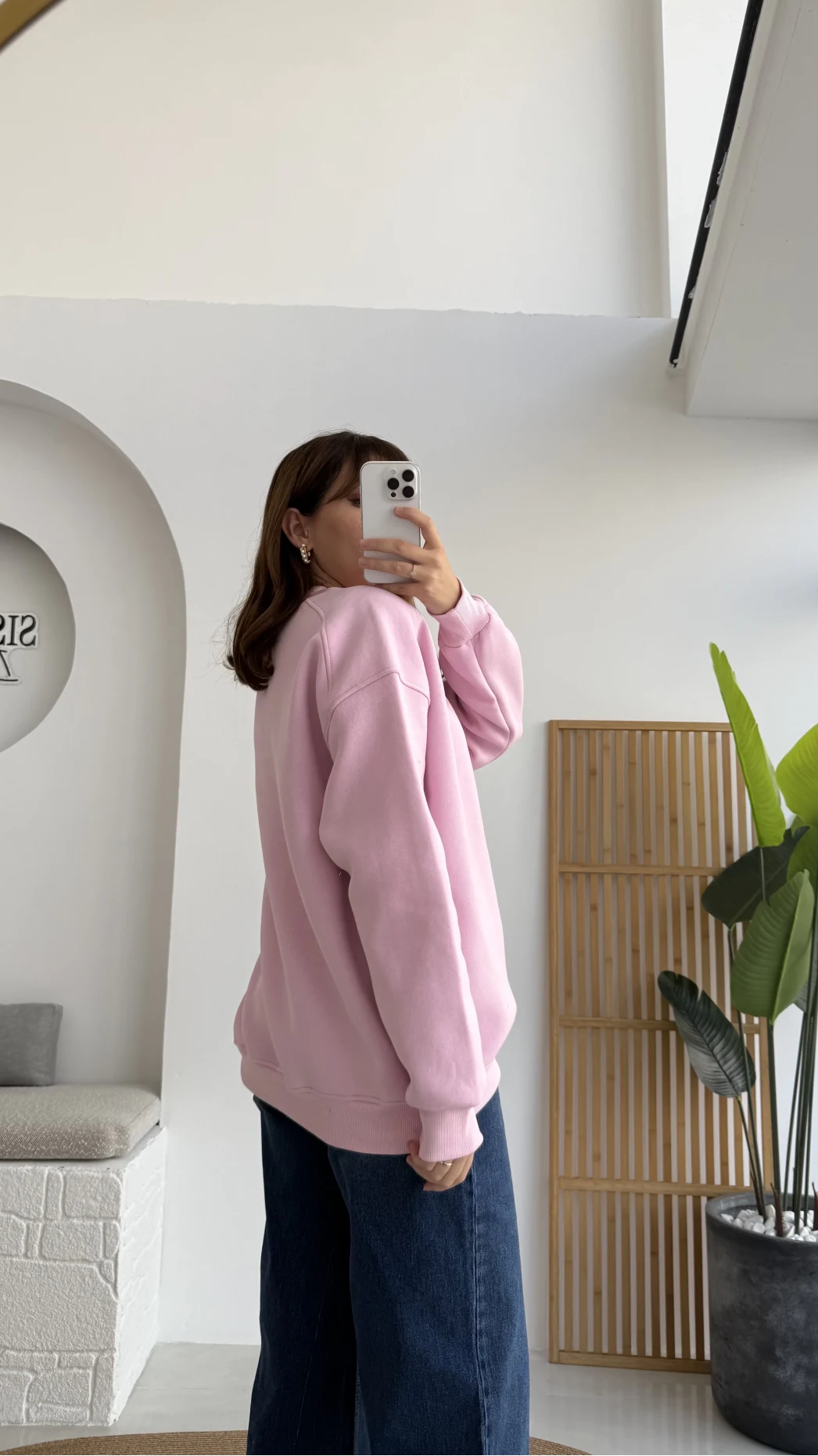 Viola Bisiklet Yaka Sweat - Pembe