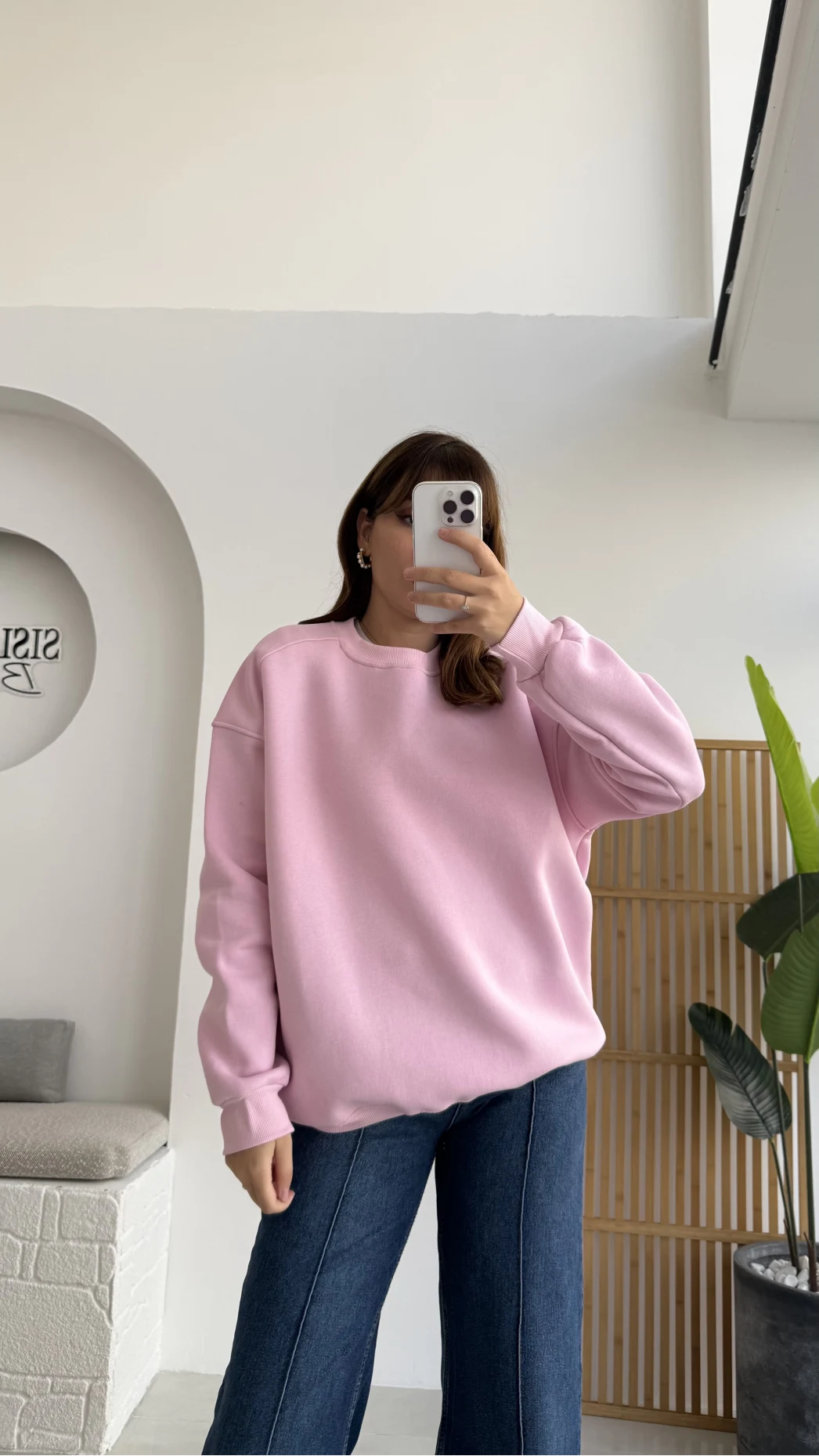 Viola Bisiklet Yaka Sweat - Pembe