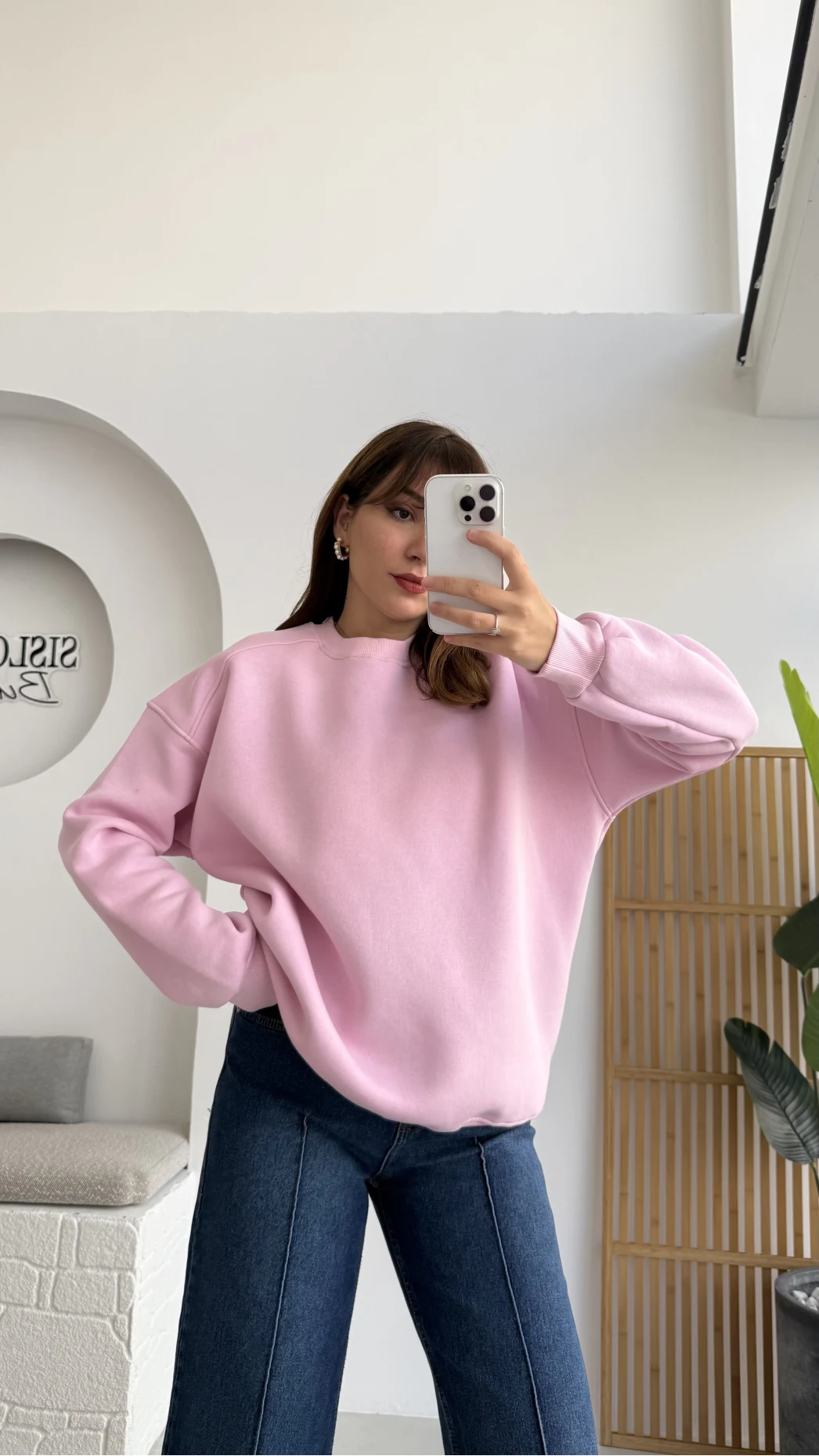 Viola Bisiklet Yaka Sweat - Pembe