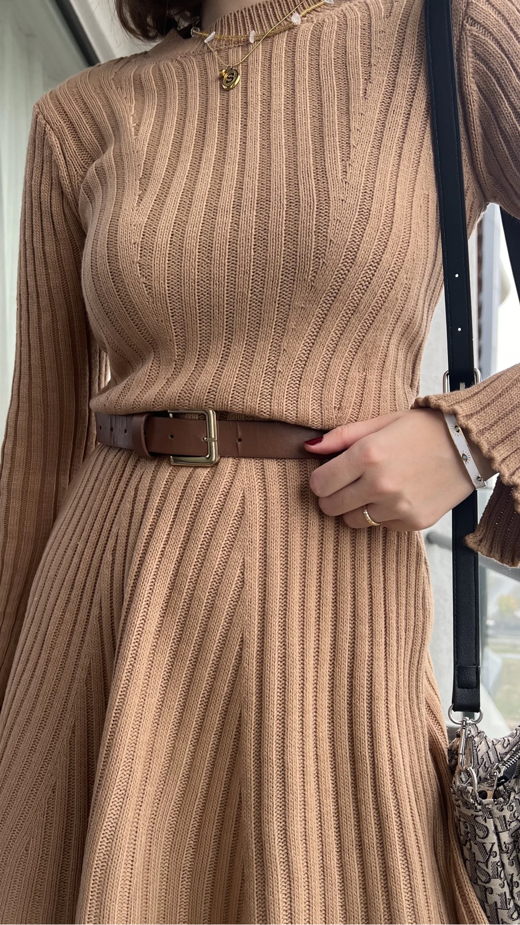 Viral Camel Triko Elbise