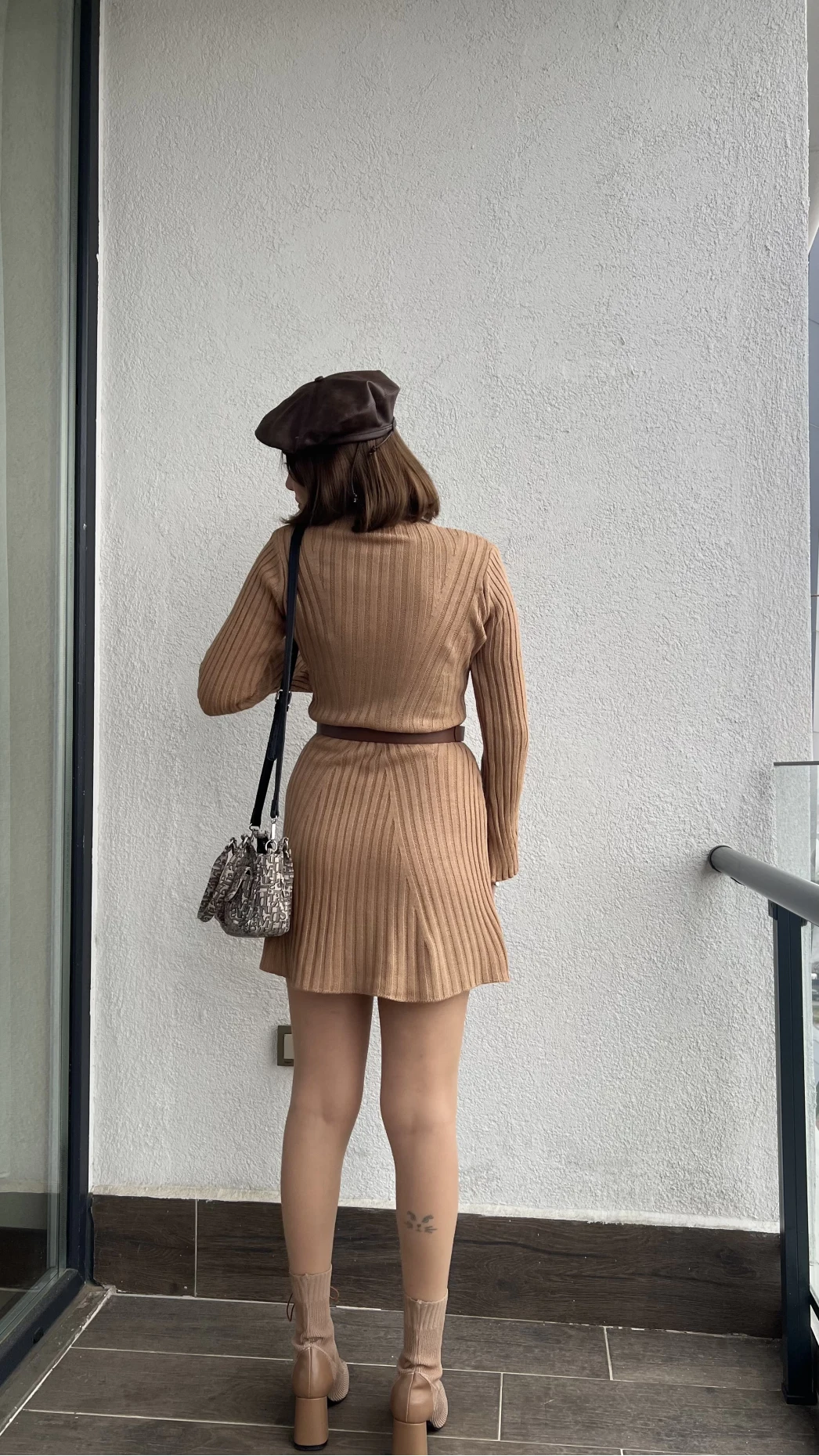 Viral Camel Triko Elbise