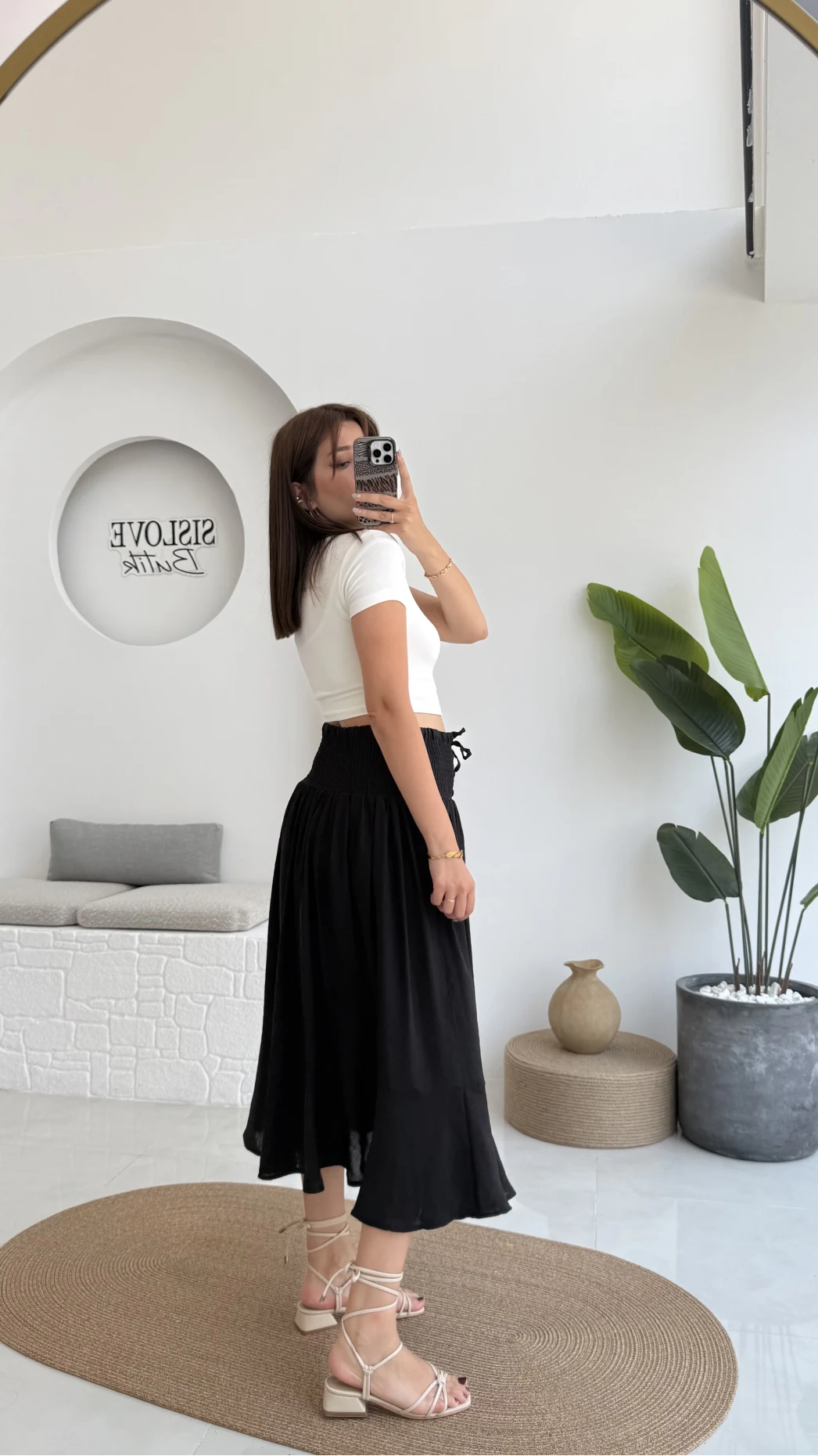 Volanlı Bürümcük Düğmeli Etek Siyah