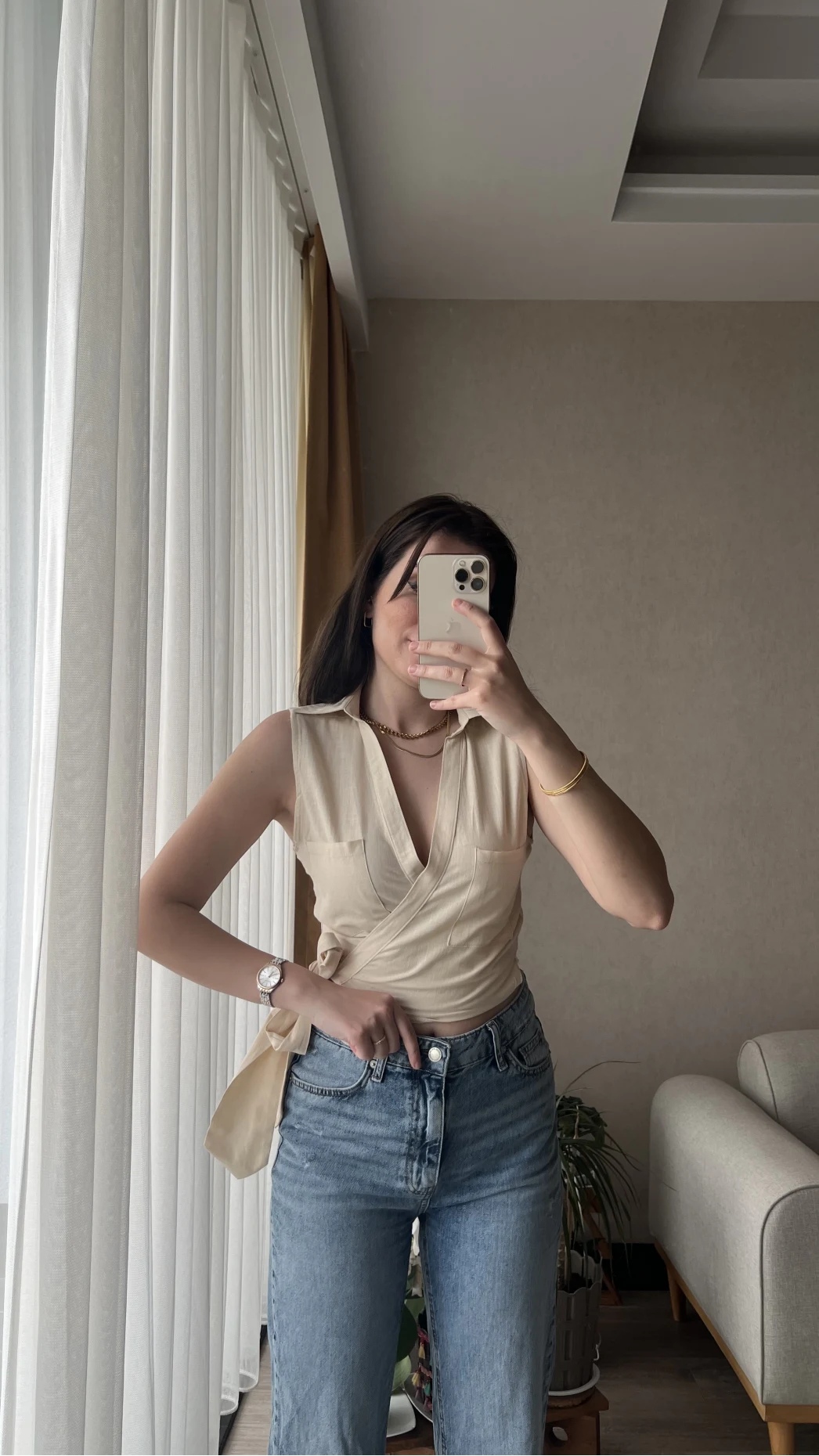 Weez Bağlamalı Krem Gömlek