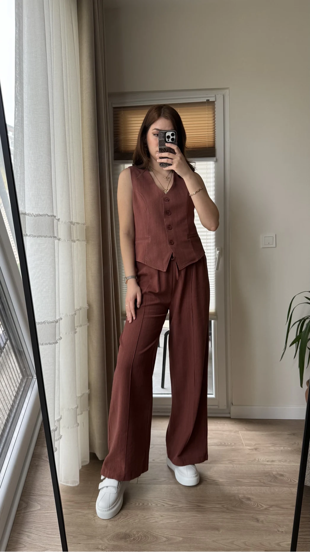 Westmins Yelek Pantolon Takım Kiremit (Kod: 8554)