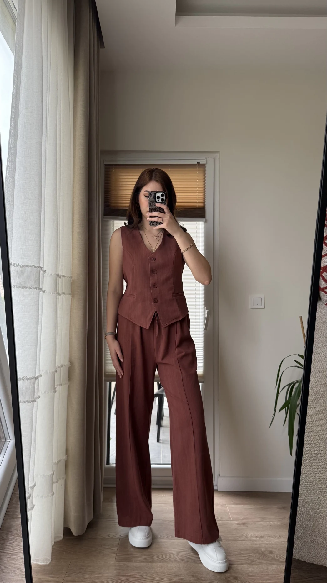 Westmins Yelek Pantolon Takım Kiremit (Kod: 8554)