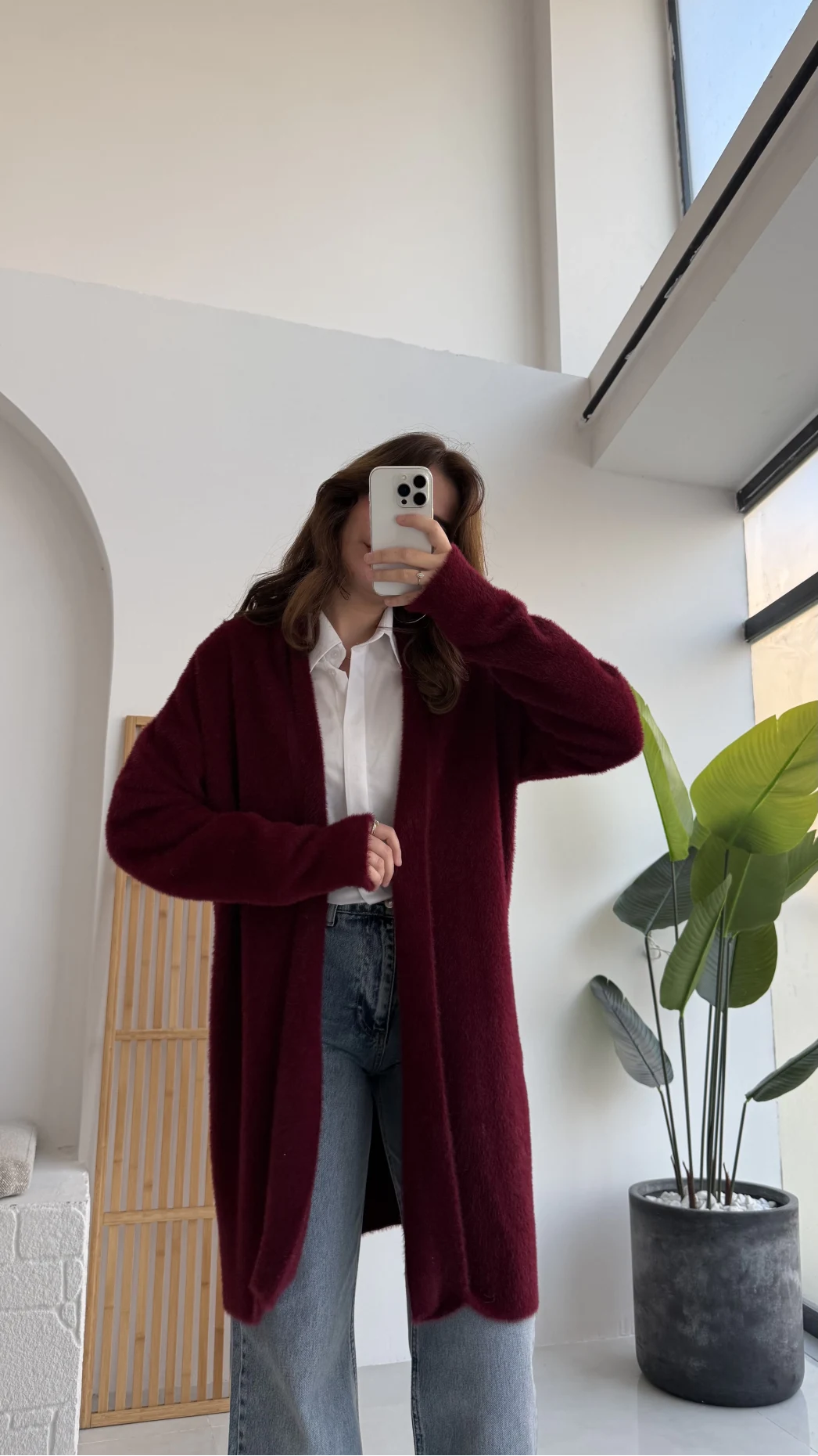 Yaka Detaylı Yumoş Hırka - Bordo - KOD:25026