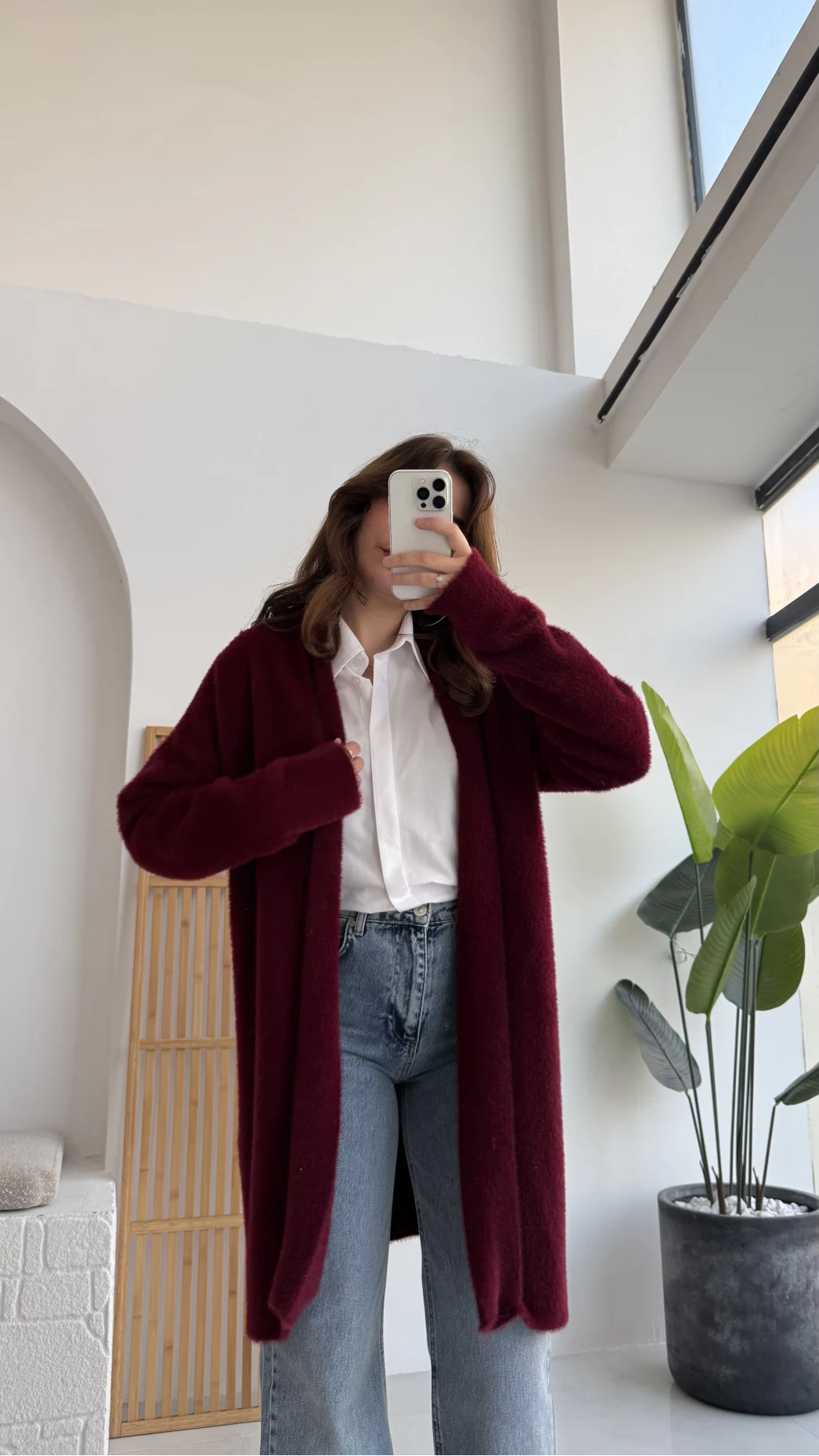 Yaka Detaylı Yumoş Hırka - Bordo - KOD:25026