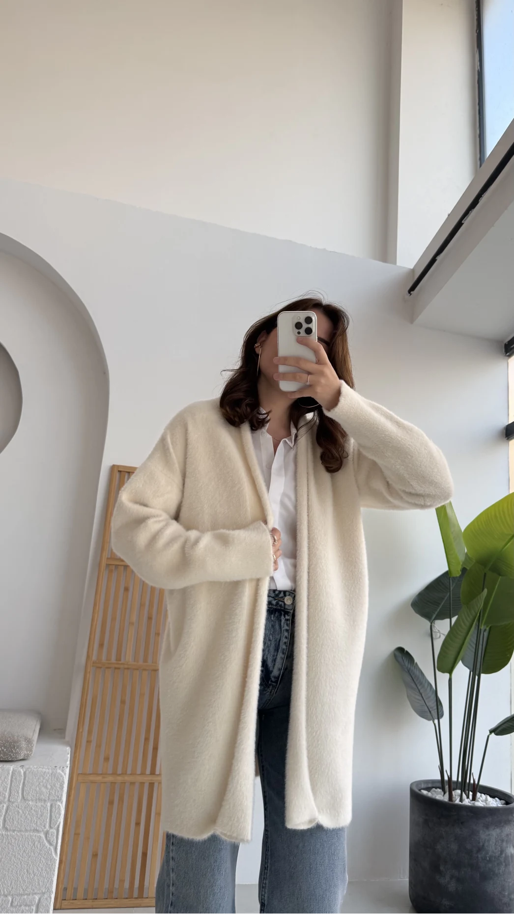 Yaka Detaylı Yumoş Hırka - Ekru - KOD:25026